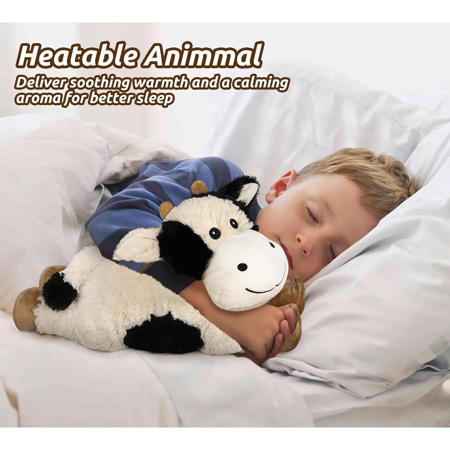 Peluche Calentable Cuckool Vaca Negra y Blanca 38 cm