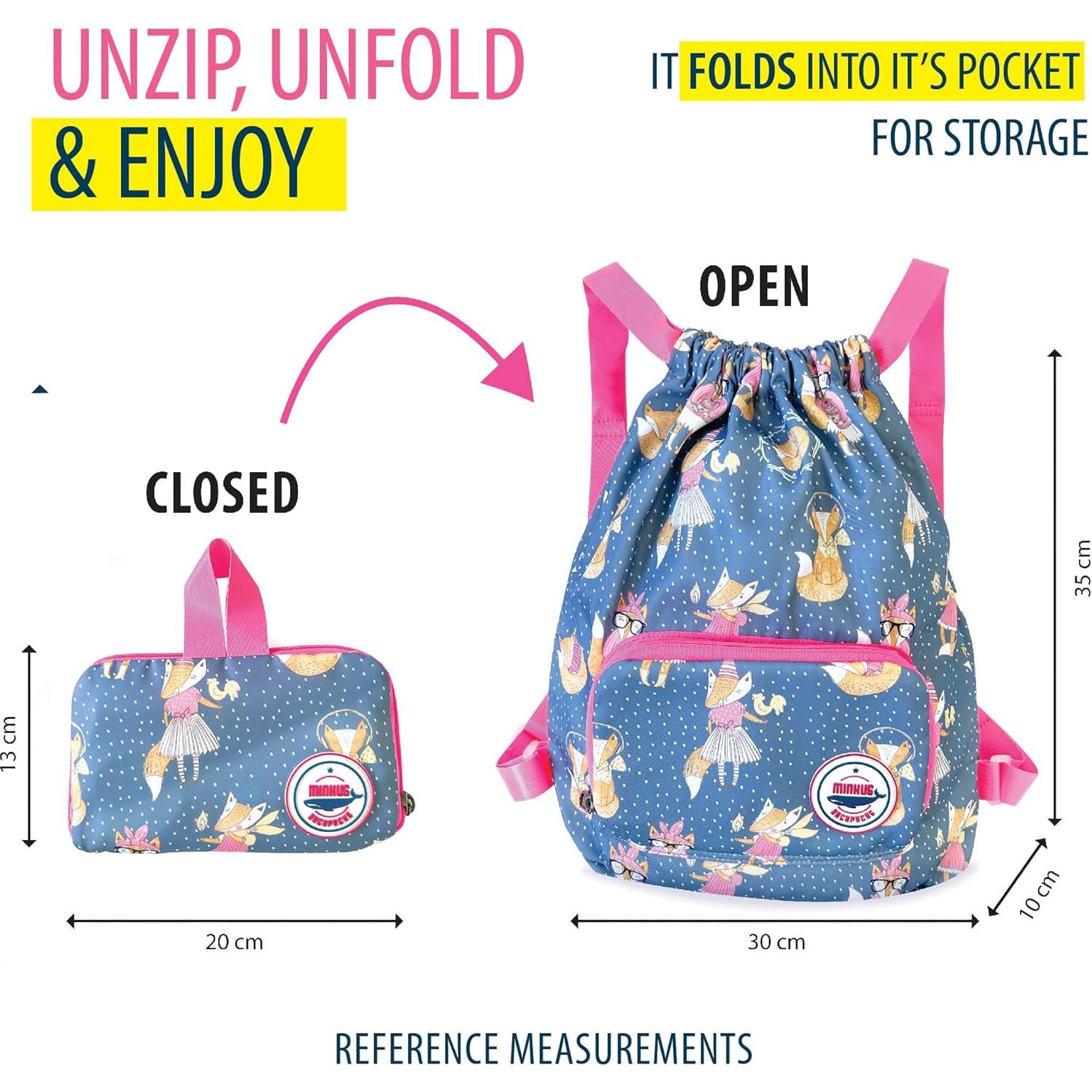 Mochila Plegable Impermeable para Niños Minkus - 30.5x35.6 cm