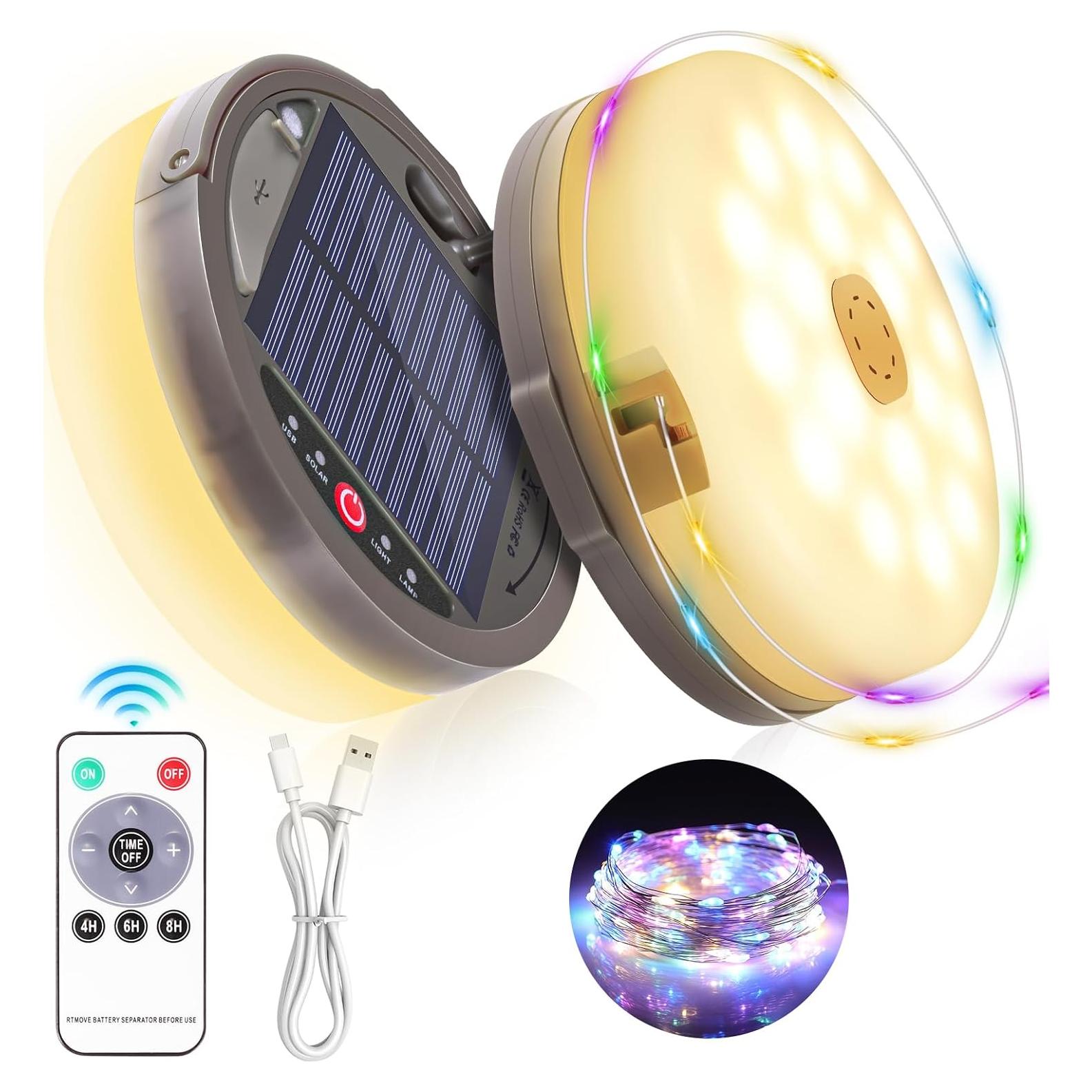 Luces de Cuerda HELESIN 12.8m Recargables Solar/USB Multicolor