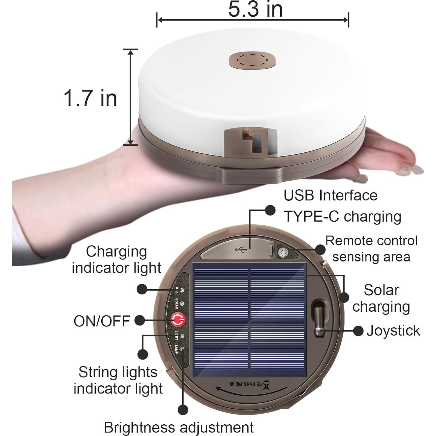 Luces de Cuerda HELESIN 12.8m Recargables Solar/USB Multicolor