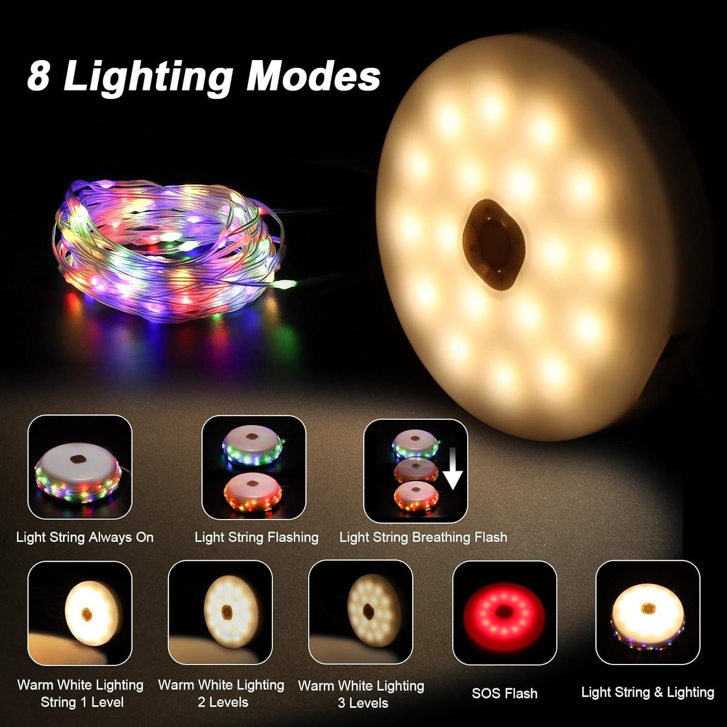 Luces de Cuerda HELESIN 12.8m Recargables Solar/USB Multicolor