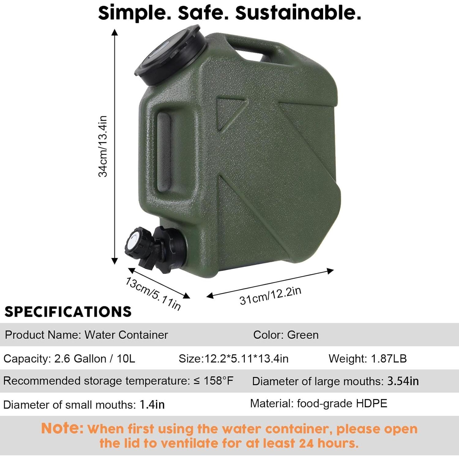 Jarra de Agua 9.8L Digury Portátil Libre de BPA con Grifo