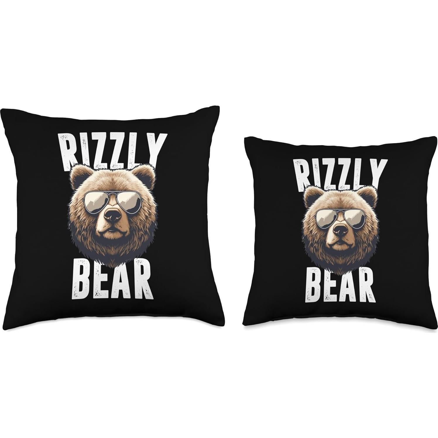 Cojín Retro Oso Grizzly Cool con Gafas de Sol 40x40cm