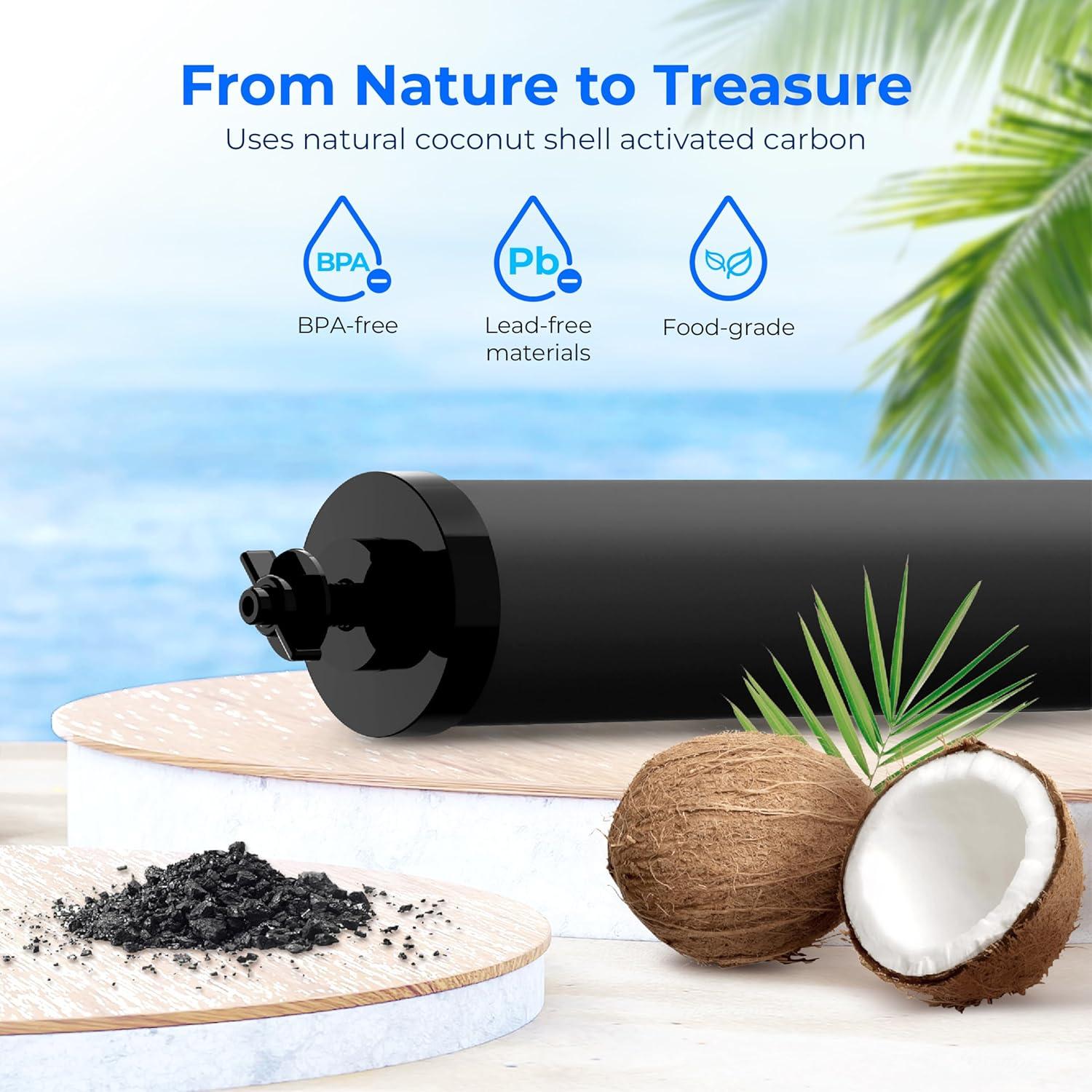 Filtro de Agua Waterdrop WD-TK, Reemplazo Berkey BB9-2, 2 Unidades