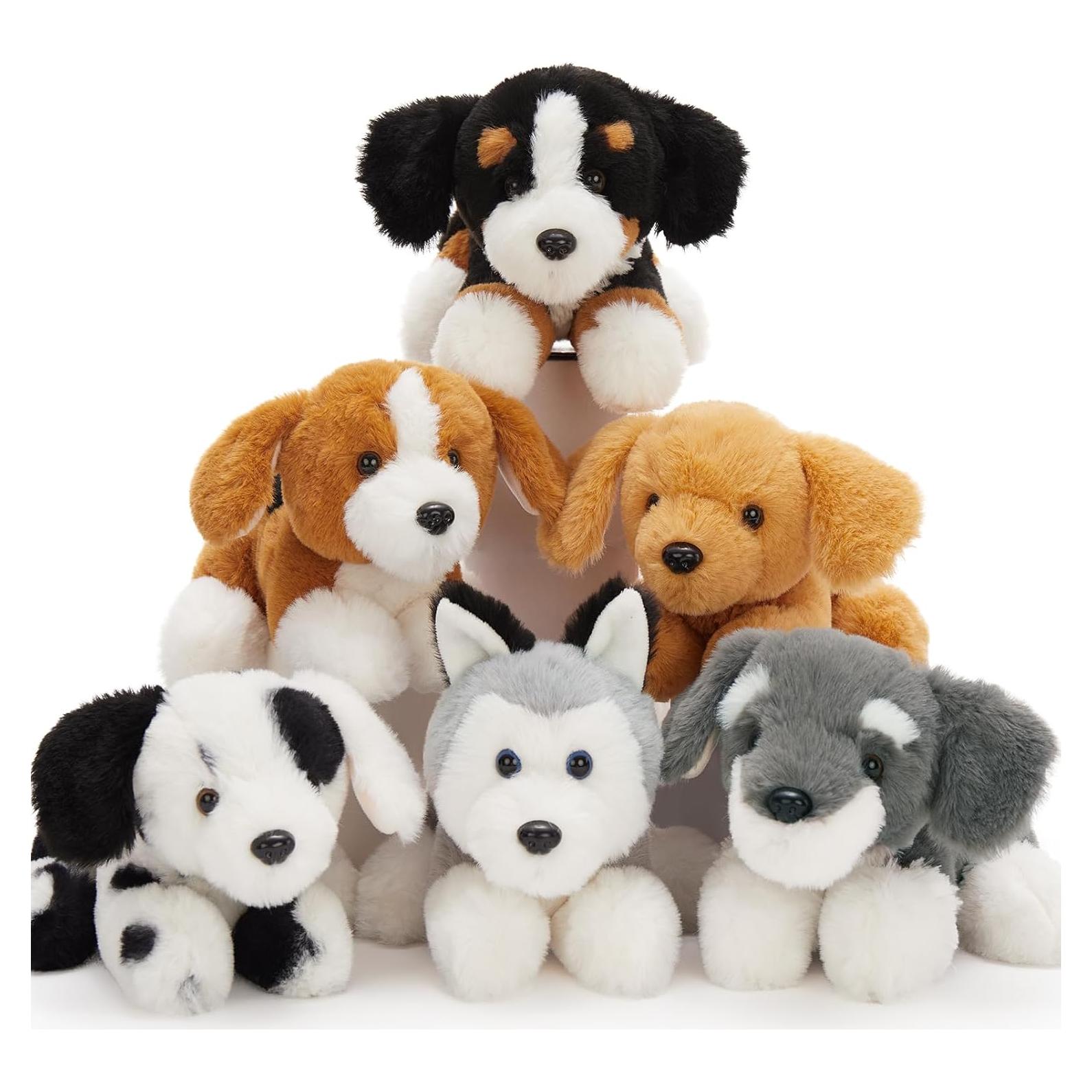 Conjunto 6 Peluches de Perro Tezituor - Schnauzer, Husky, Beagle