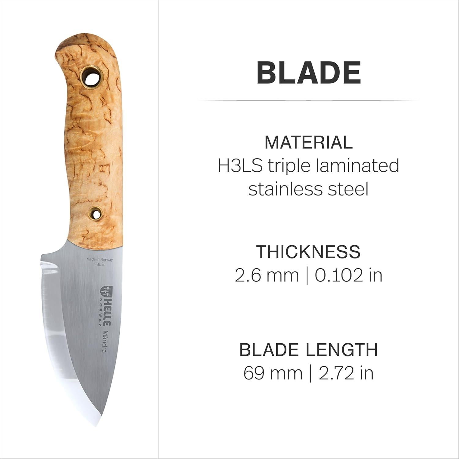 Cuchillo de Supervivencia HELLE Mândra 6.9 cm Acero Inoxidable