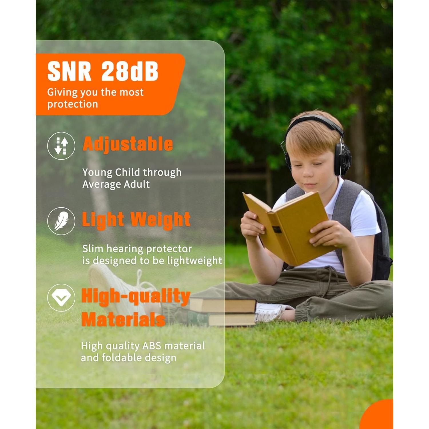 ZOHAN 032 Kids Noise Canceling Headphones - 25dB NRR Kids Ear Protection Earmuffs for School, Monster Jam, Fireworks, Travel, Air Show, Concert, Autism - Black