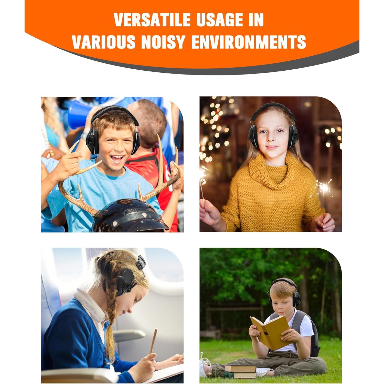 ZOHAN 032 Kids Noise Canceling Headphones - 25dB NRR Kids Ear Protection Earmuffs for School, Monster Jam, Fireworks, Travel, Air Show, Concert, Autism - Black