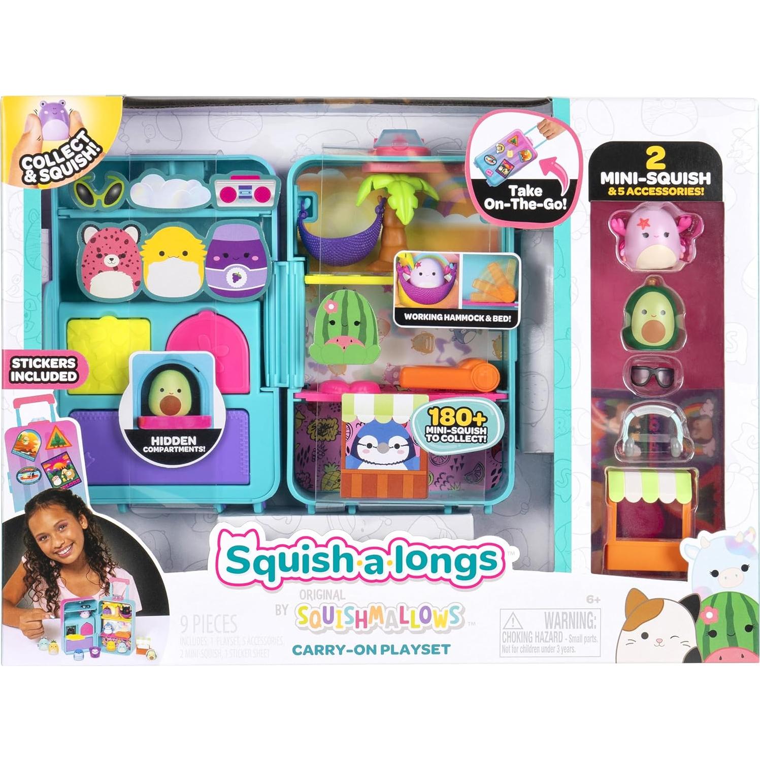 Juego de Equipaje Portátil Squish-a-longs Jazwares 2 Mini-Squish