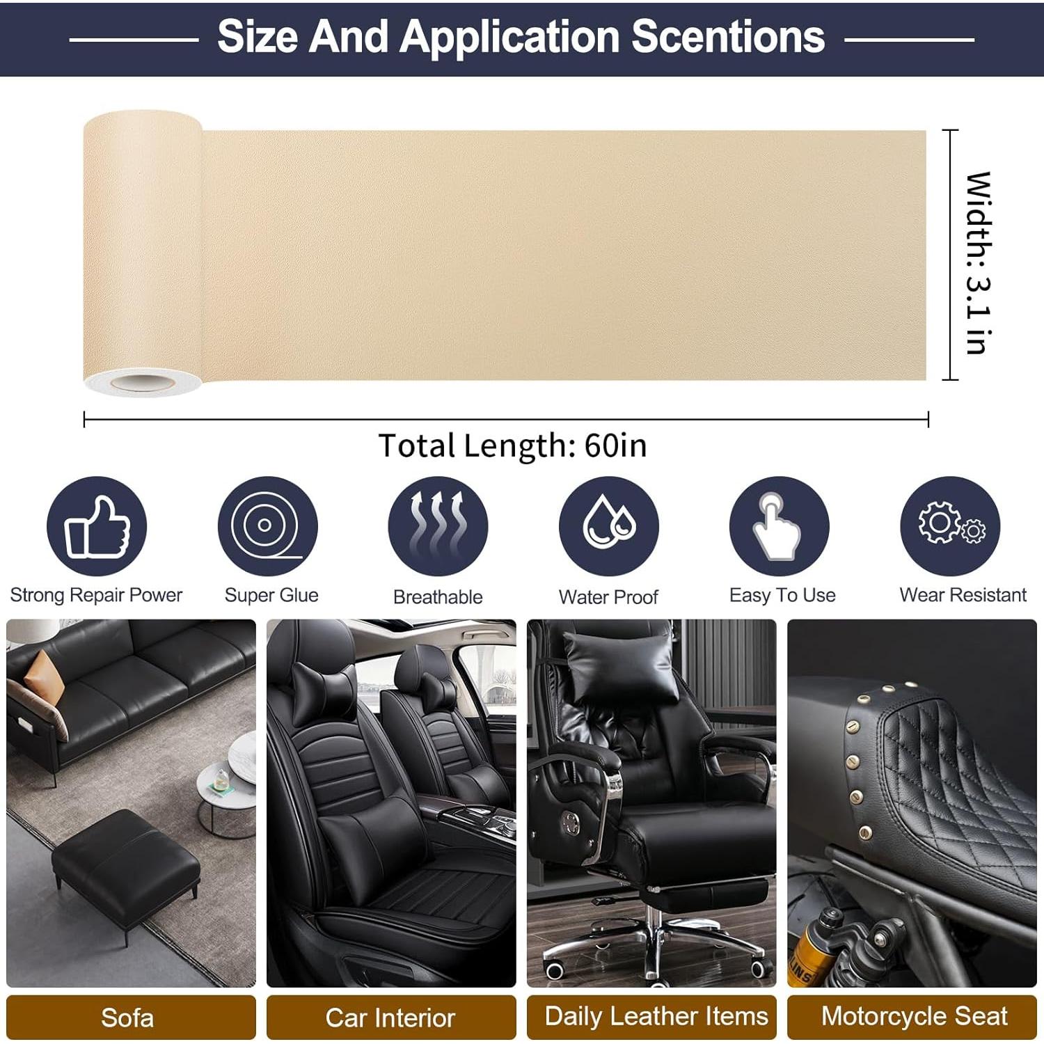 Parche de Cuero Autoadhesivo HONGYU 7.87x152.4 cm Beige