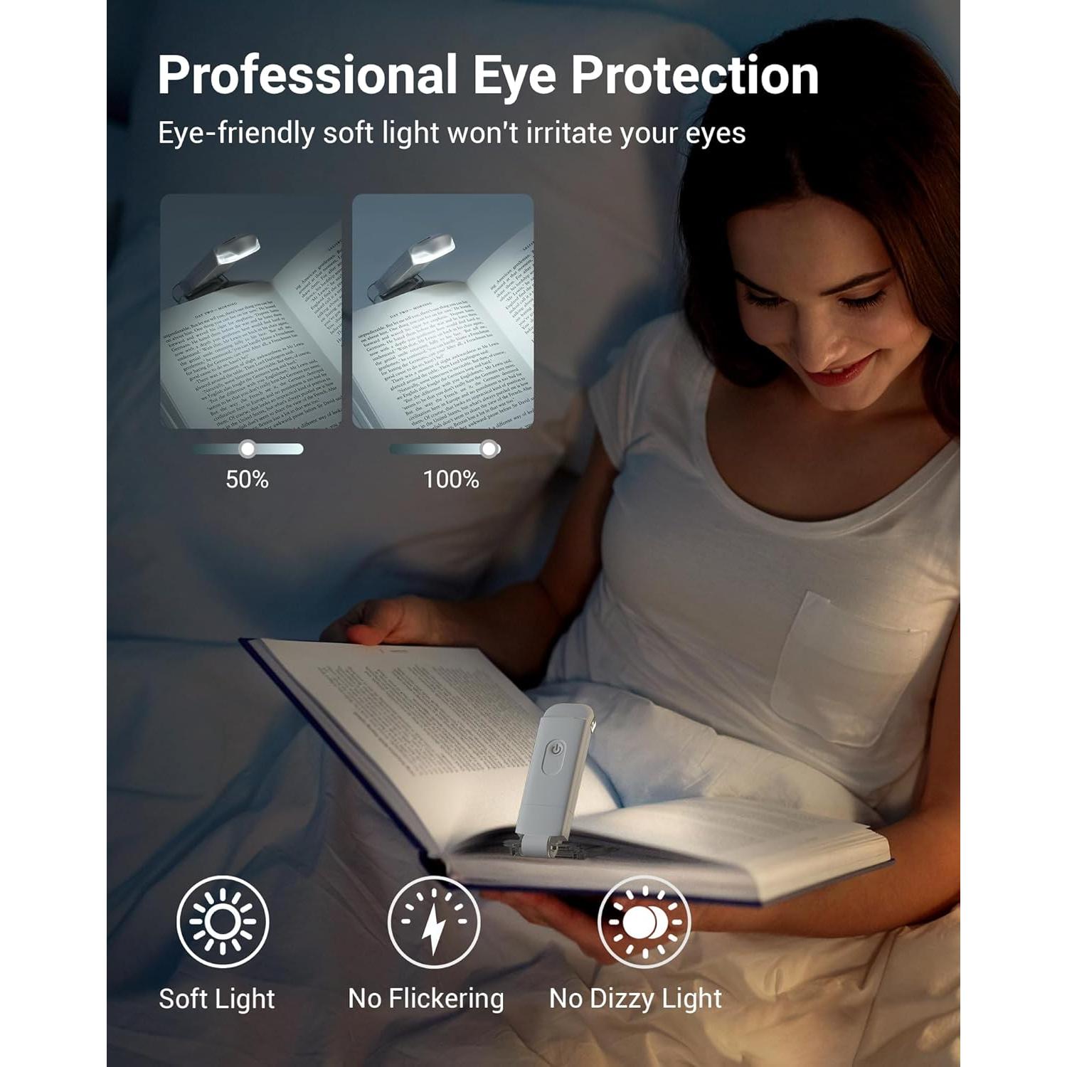 Luz de Lectura DEWENWILS Recargable USB con Clip 2 Niveles