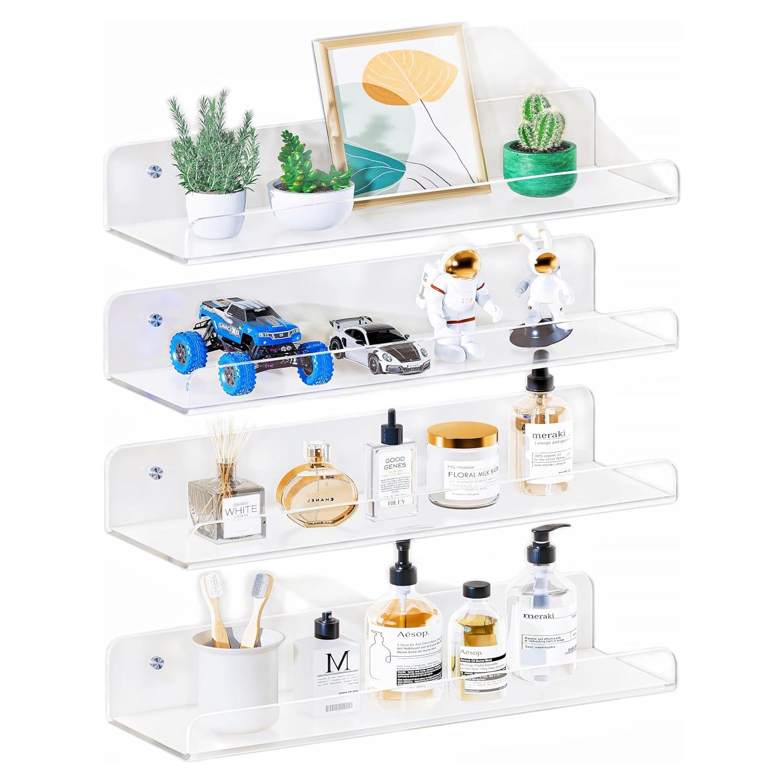 Estantes Flotantes de Acrílico Freyvora 4 Unidades 38.1x11.18 cm