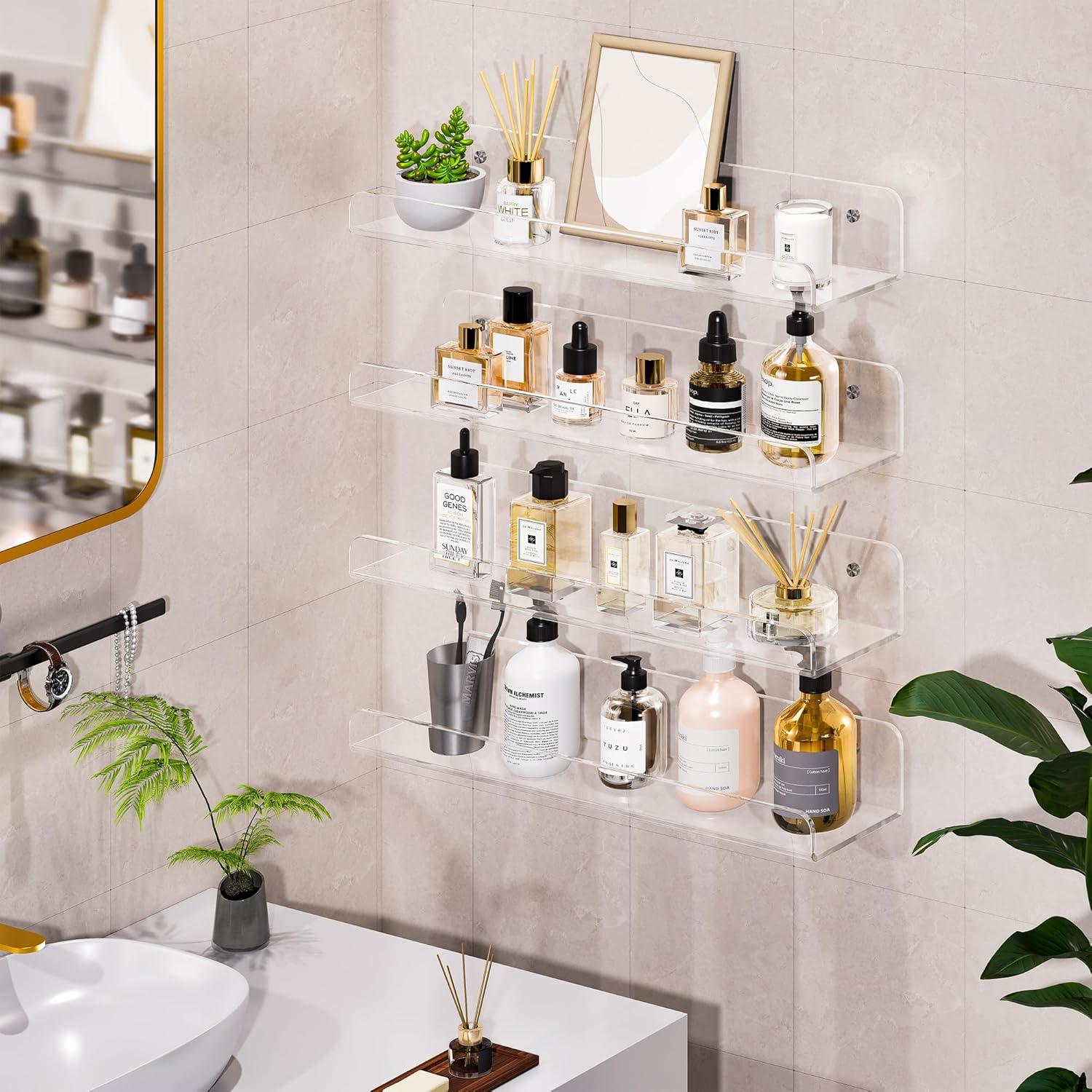 Estantes Flotantes de Acrílico Freyvora 4 Unidades 38.1x11.18 cm