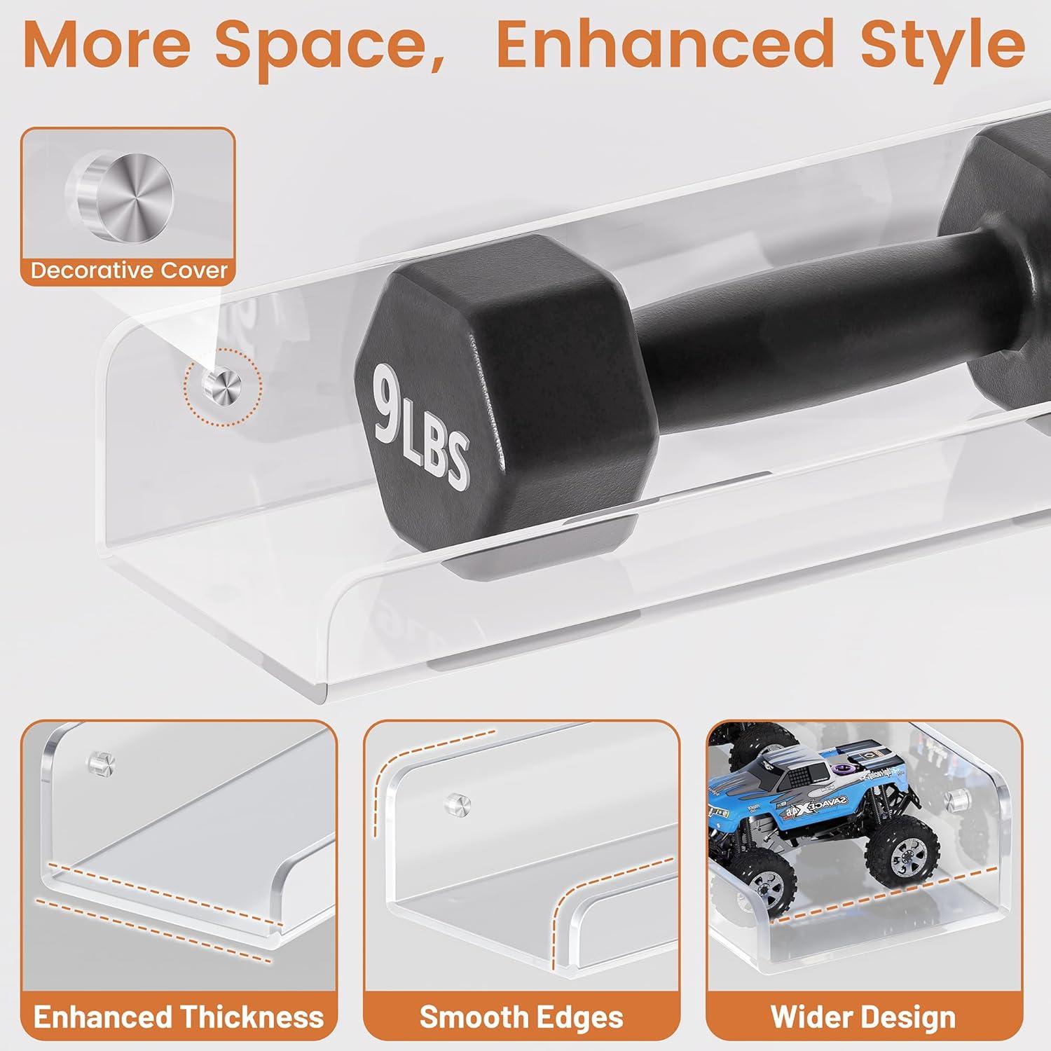 Estantes Flotantes de Acrílico Freyvora 4 Unidades 38.1x11.18 cm