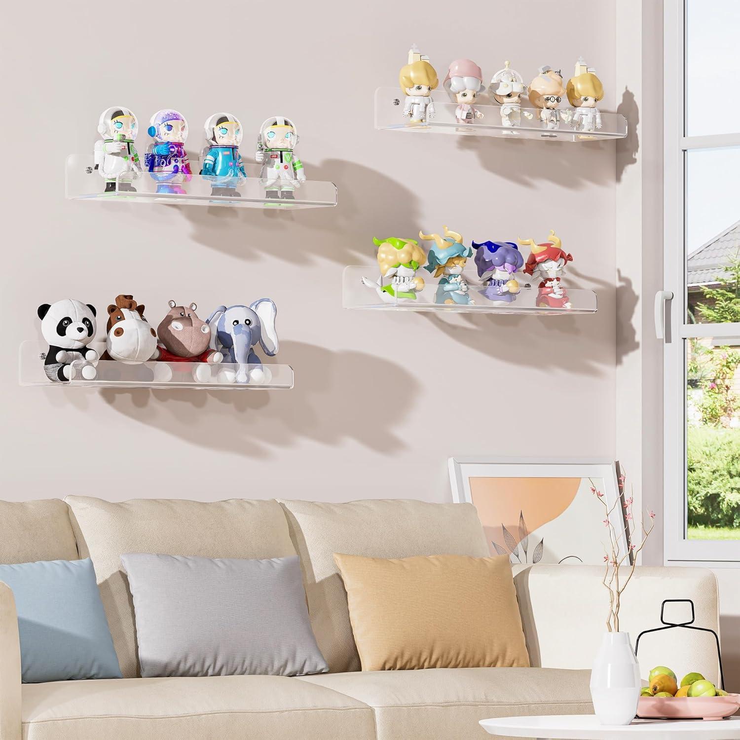 Estantes Flotantes de Acrílico Freyvora 4 Unidades 38.1x11.18 cm