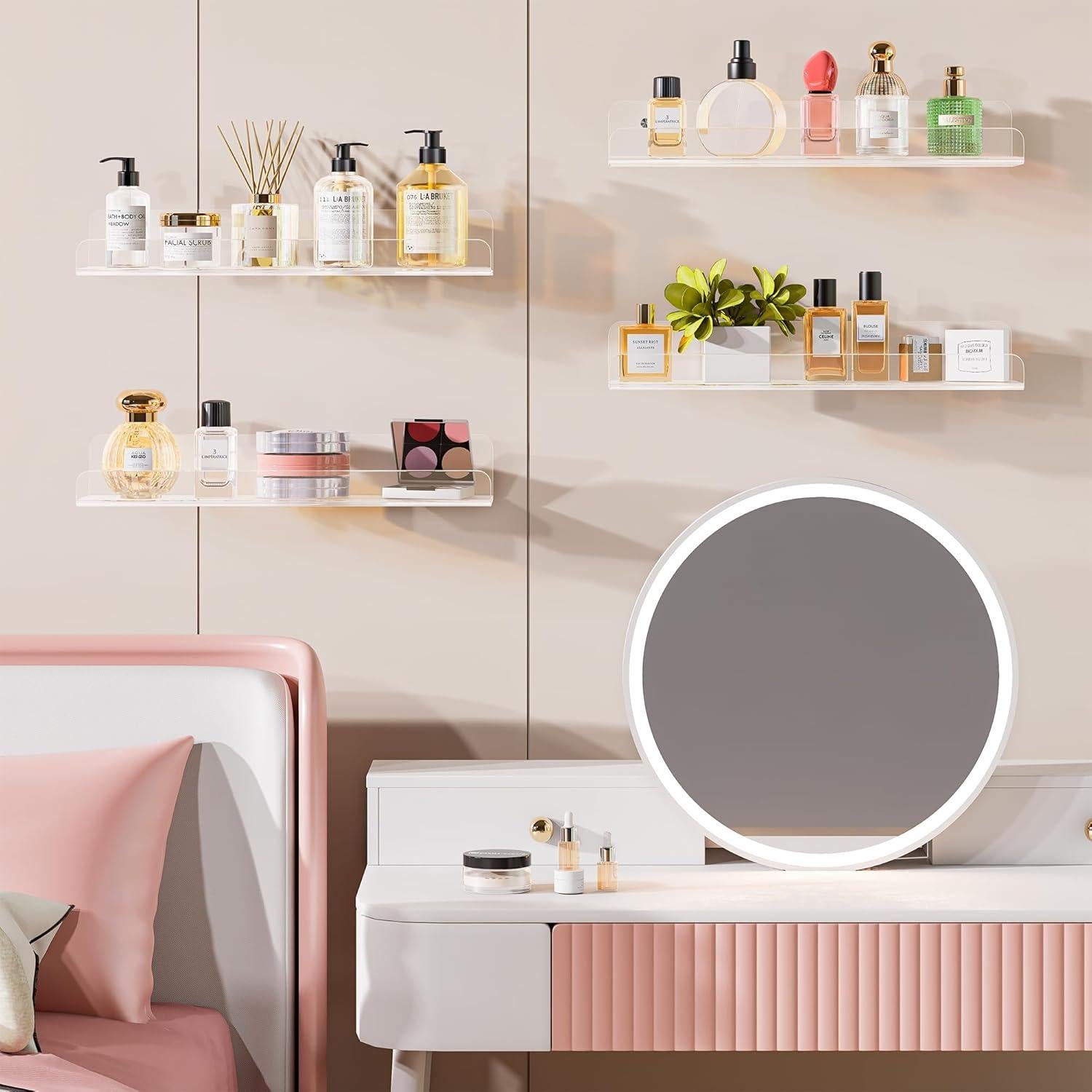 Estantes Flotantes de Acrílico Freyvora 4 Unidades 38.1x11.18 cm