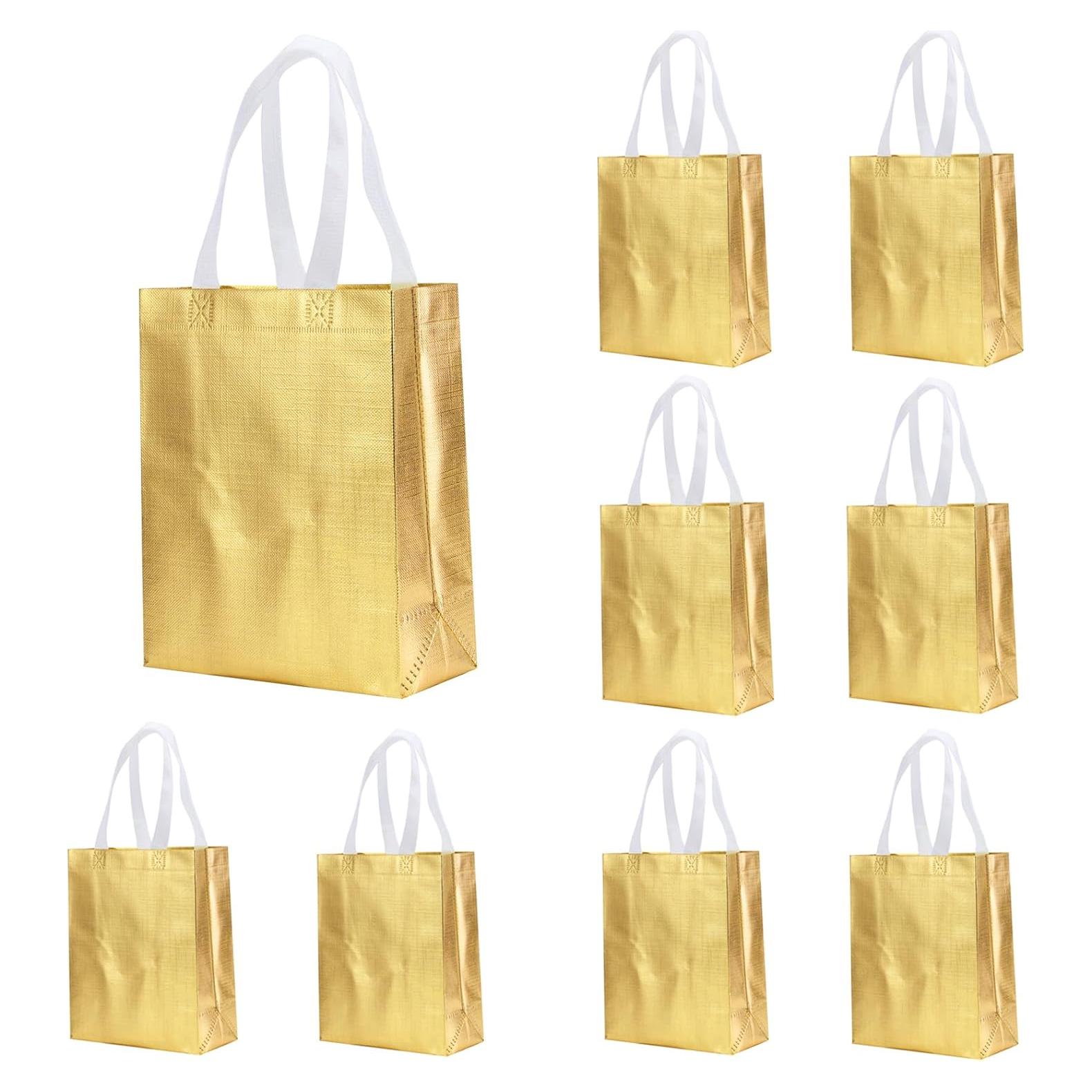 Bolsas de Regalo Reutilizables Tendwarm 12 Pcs Doradas 20x10x25 cm