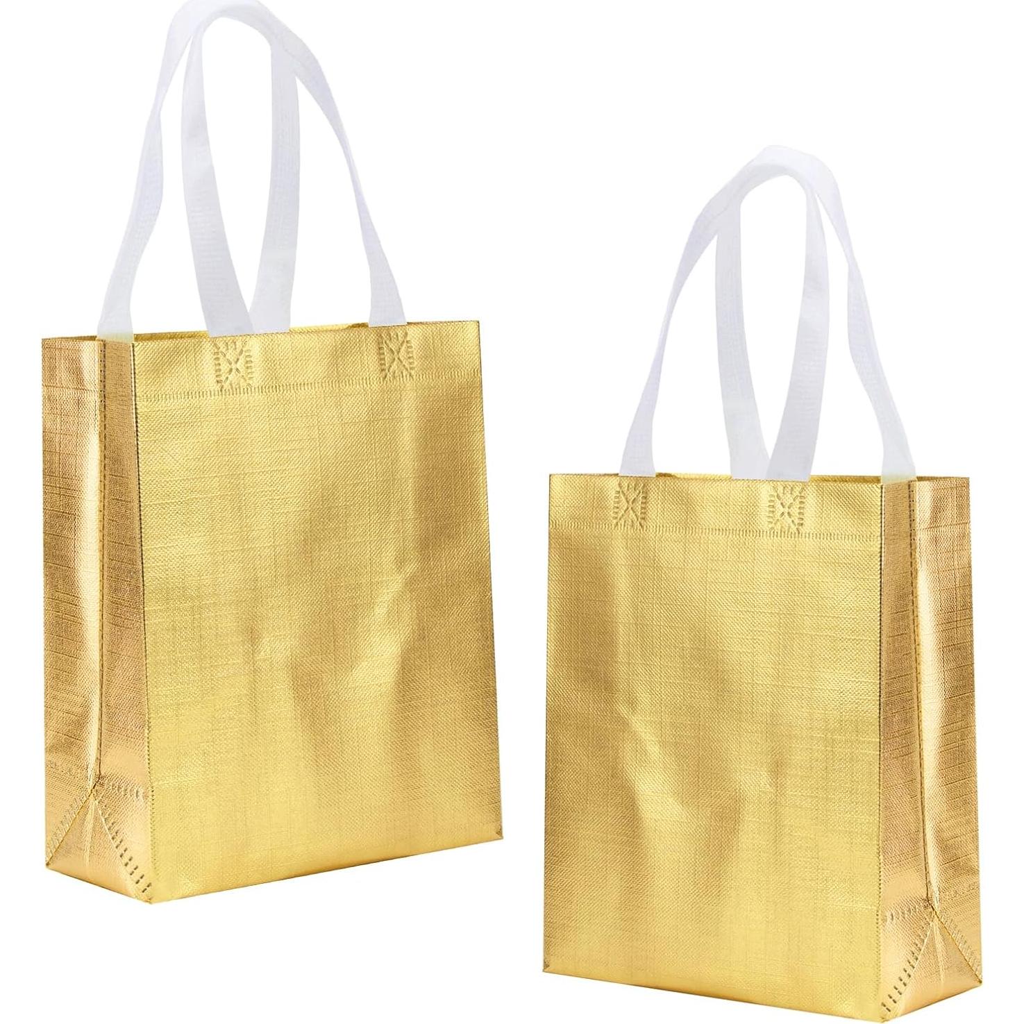 Bolsas de Regalo Reutilizables Tendwarm 12 Pcs Doradas 20x10x25 cm