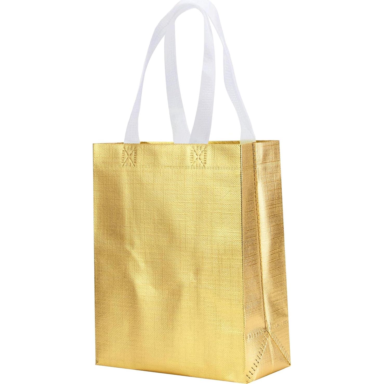 Bolsas de Regalo Reutilizables Tendwarm 12 Pcs Doradas 20x10x25 cm