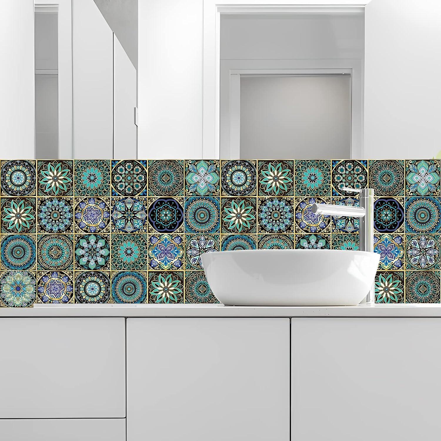 24 Pegatinas de Azulejos Autoadhesivas WAO ZONE 10x10cm Mandala