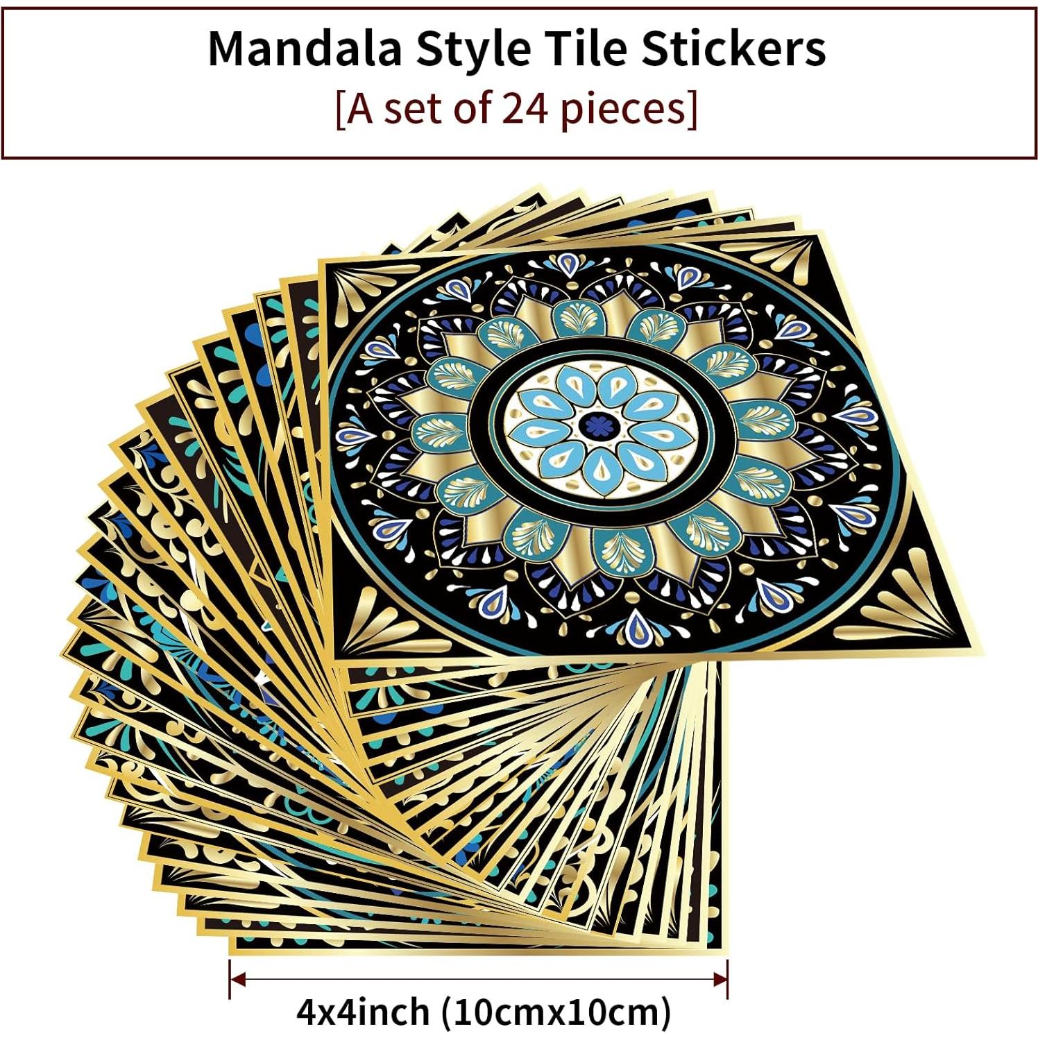 24 Pegatinas de Azulejos Autoadhesivas WAO ZONE 10x10cm Mandala