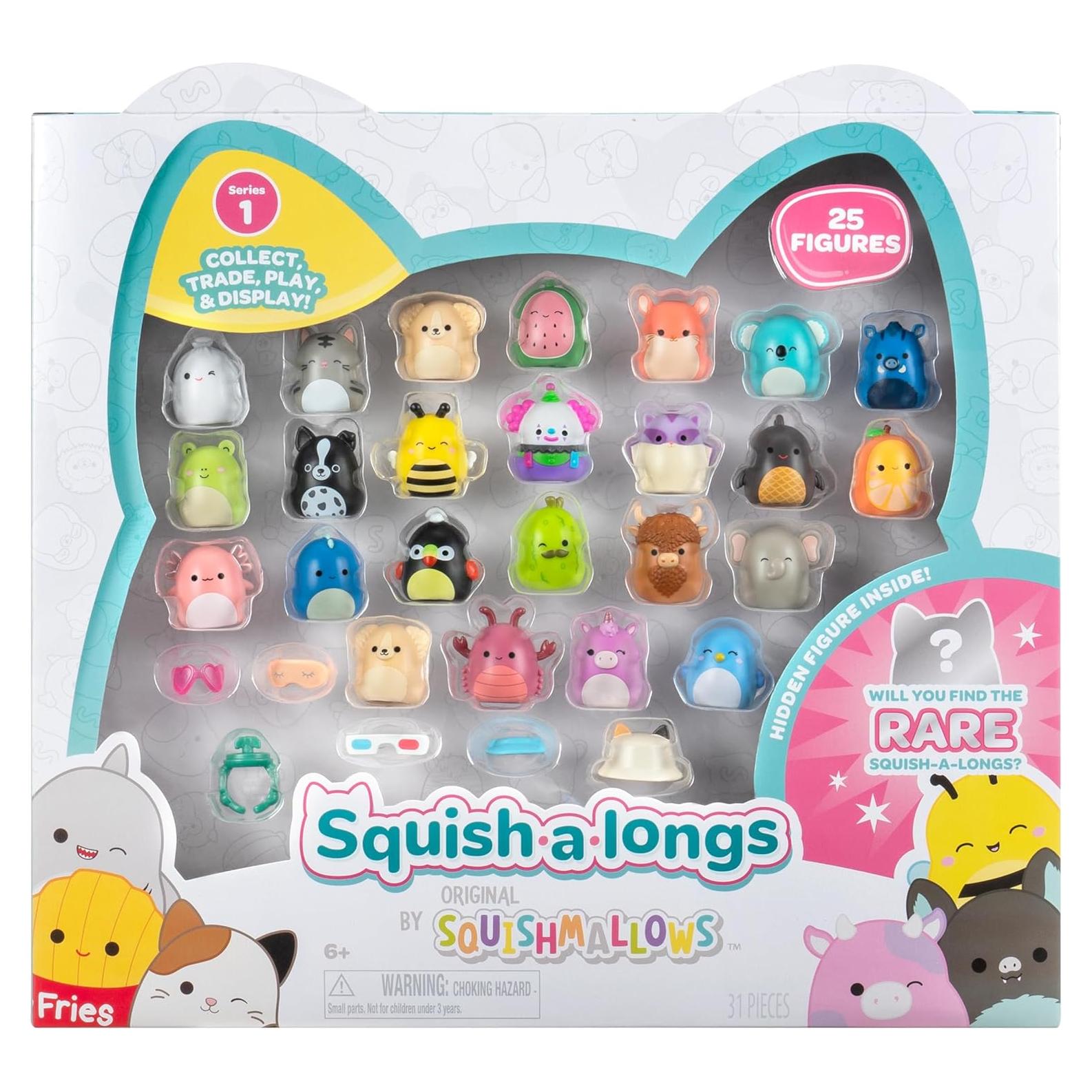 Paquete de 25 Mini-Squish-a-longs Jazwares 2.54 cm con Accesorios