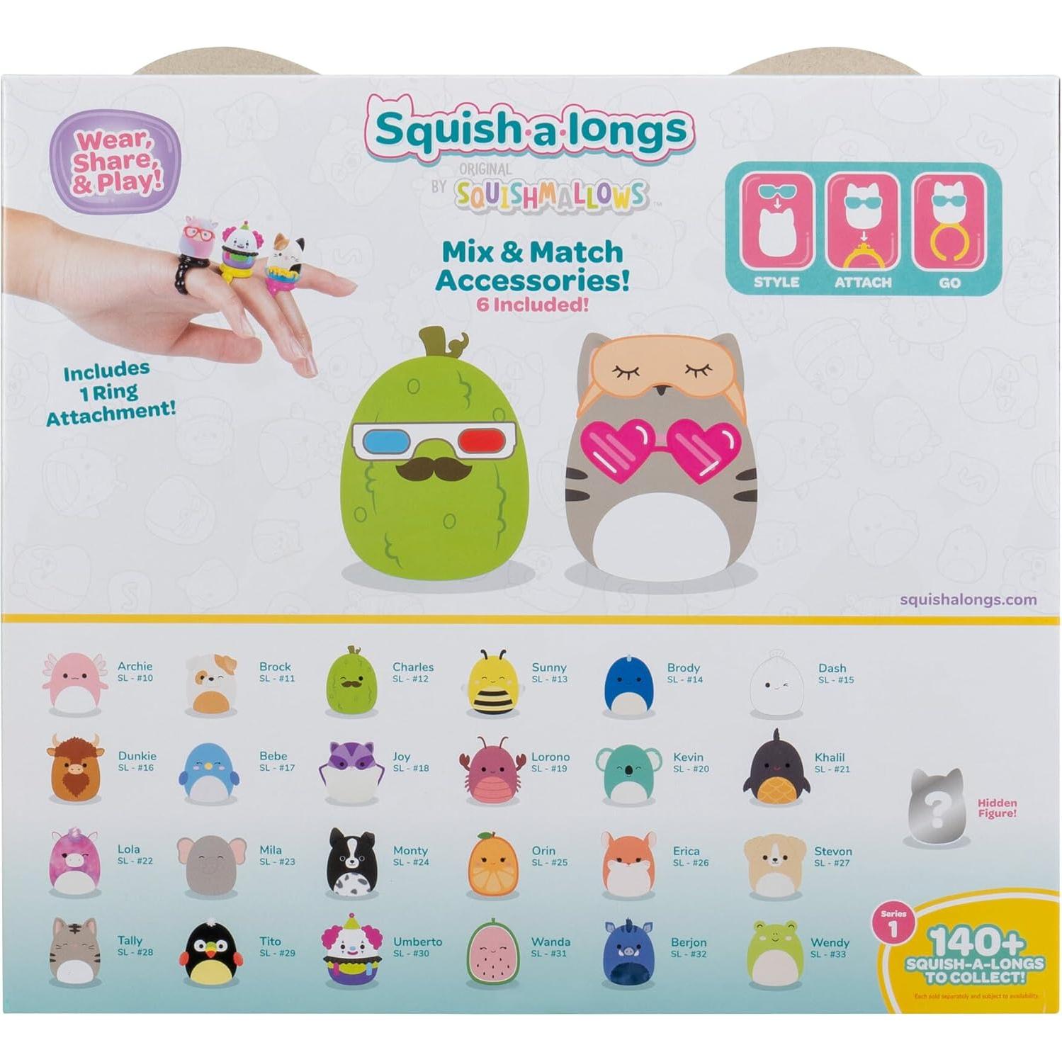 Paquete de 25 Mini-Squish-a-longs Jazwares 2.54 cm con Accesorios