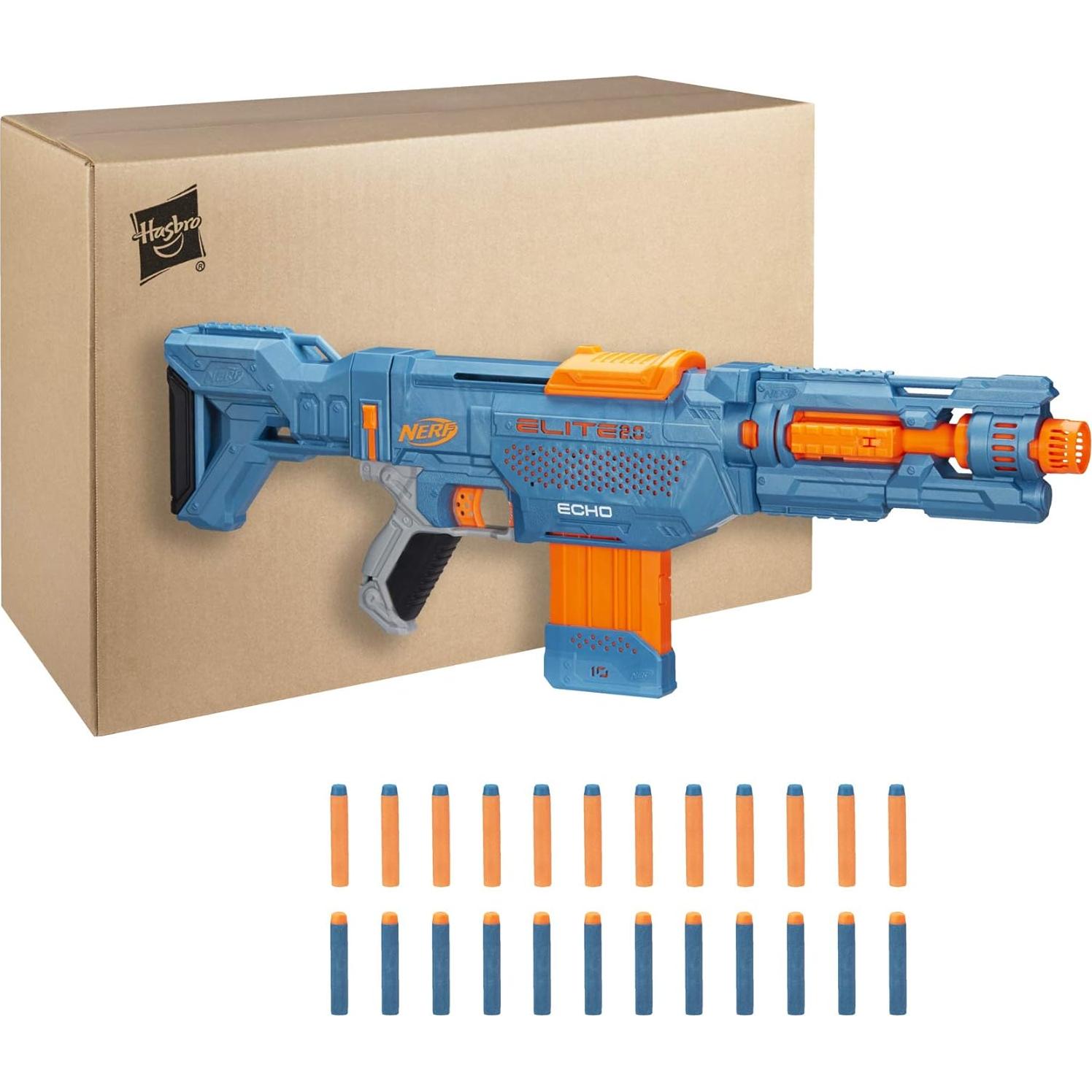 Nerf Elite 2.0 Echo CS-10 Blaster - 24 Official Darts, 10-Dart Clip, Removable Stock and Barrel Extension, 5 Tactical Rails