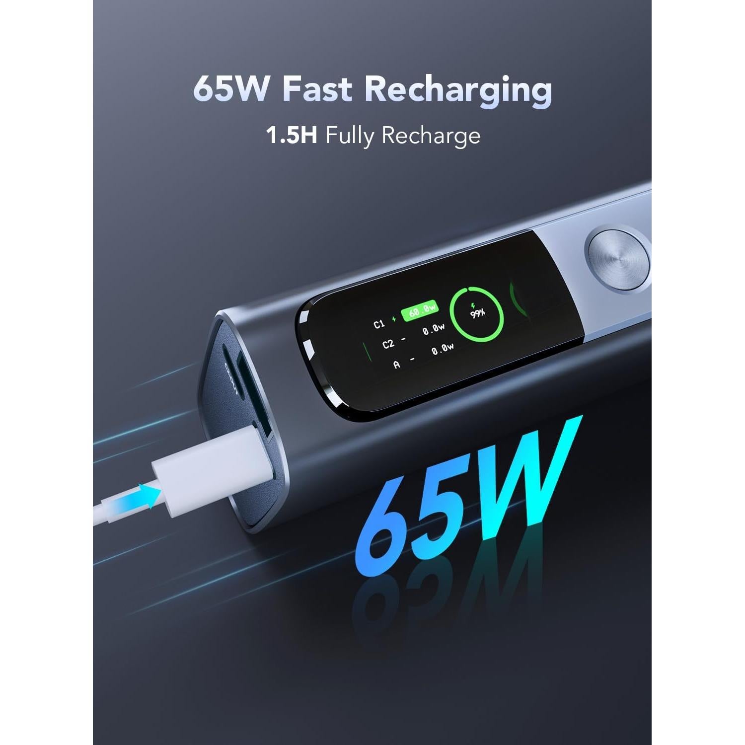 Power Bank 20000mAh X DIGI 130W Carga Rápida USB-C Pantalla TFT