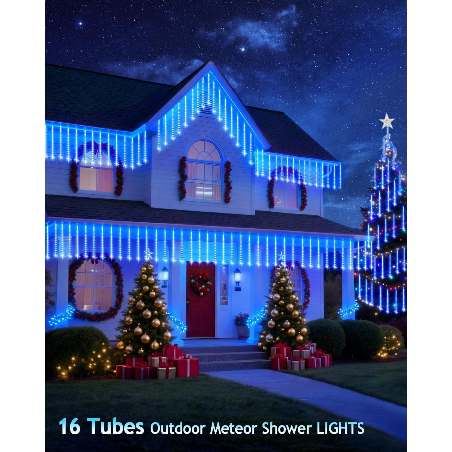 Luces de Navidad para Exterior PEMOTech 16 Tubos 40 cm Azul