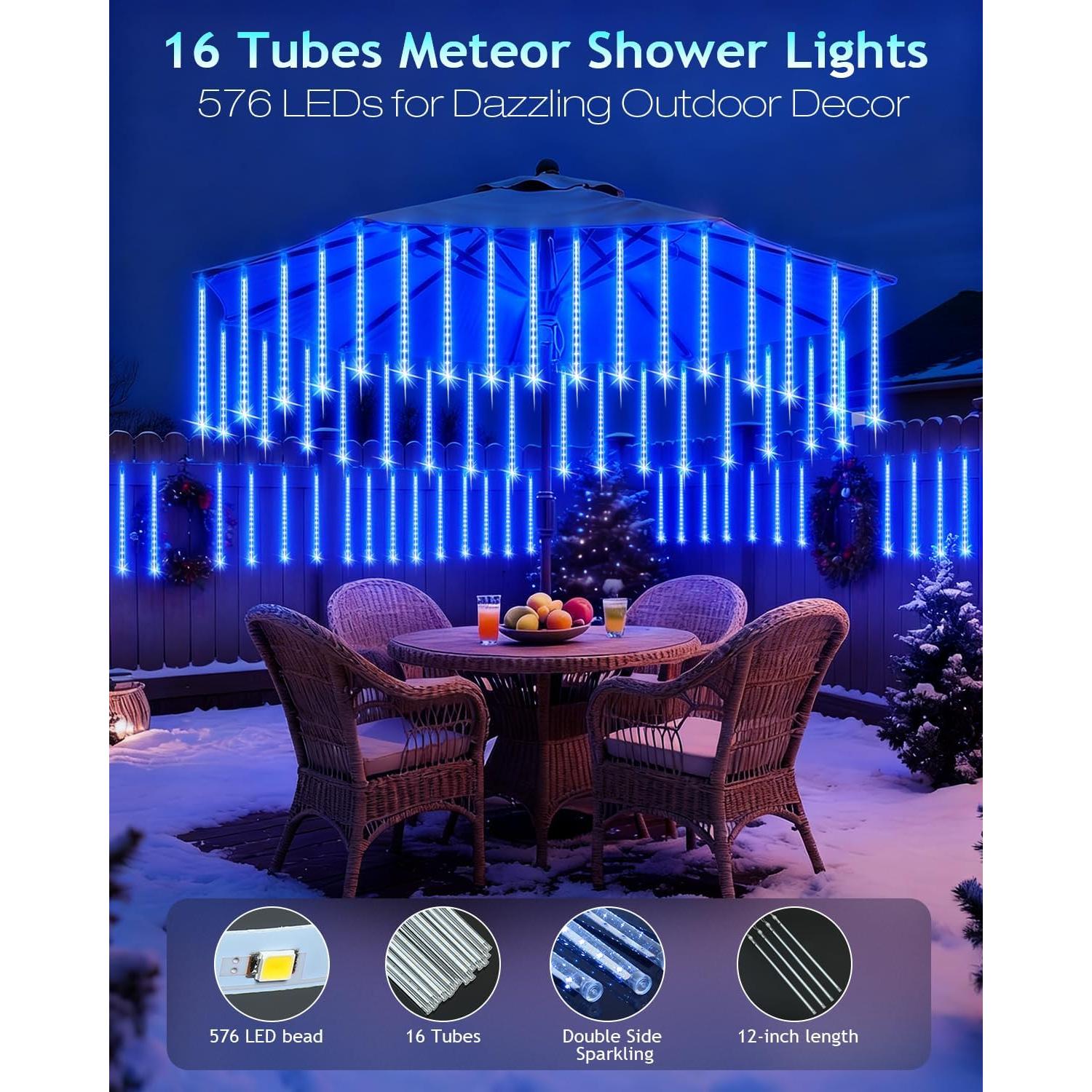 Luces de Navidad para Exterior PEMOTech 16 Tubos 40 cm Azul