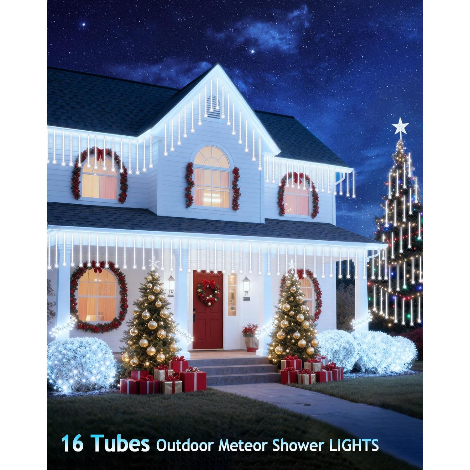 Luces Navideñas PEMOTech 16 Tubos 576 LED 15 m Blanco Frío