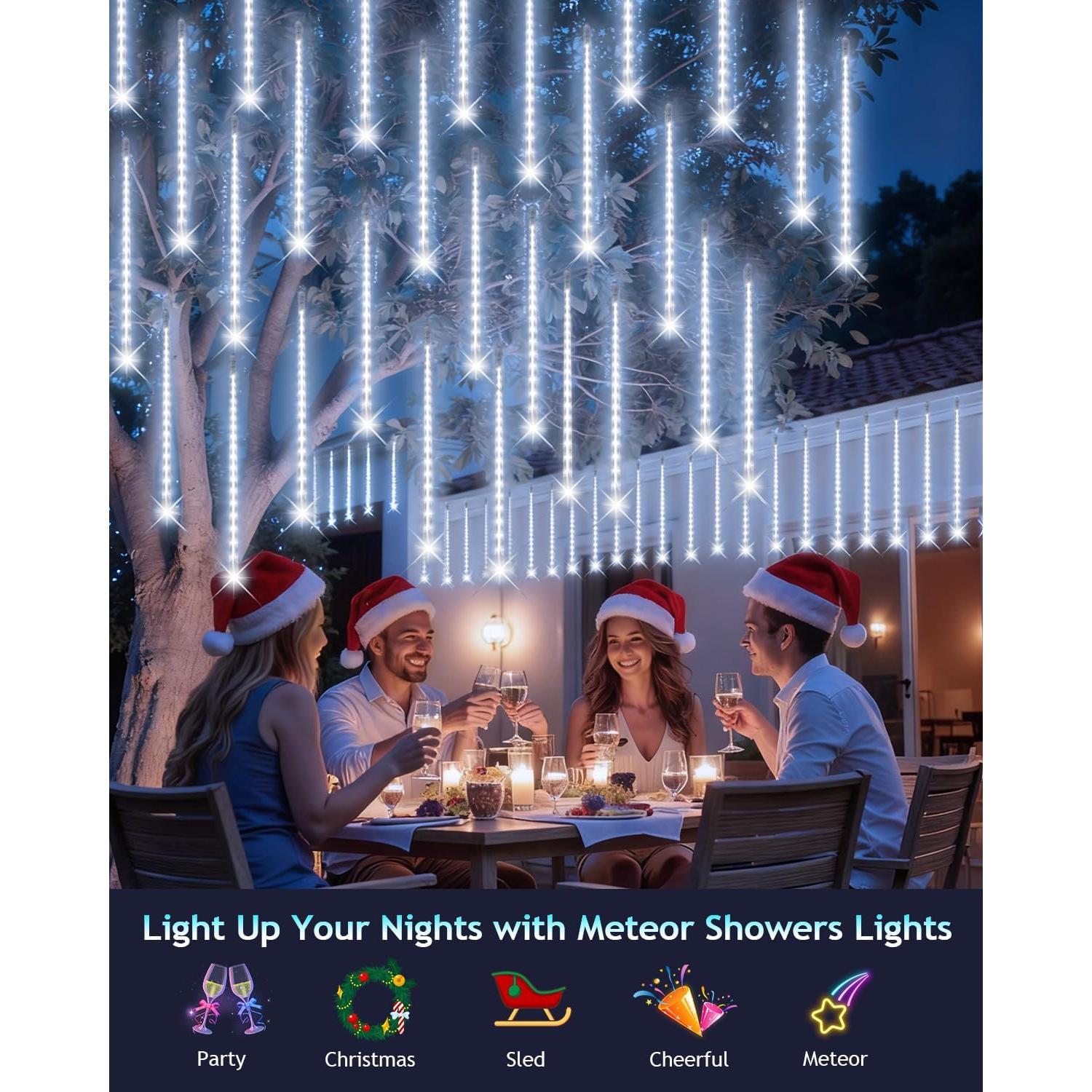 Luces Navideñas PEMOTech 16 Tubos 576 LED 15 m Blanco Frío