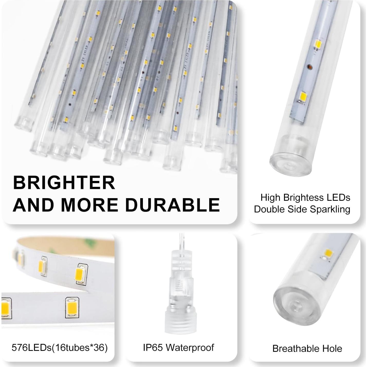 Luces Navideñas PEMOTech 16 Tubos 576 LED 15 m Blanco Frío