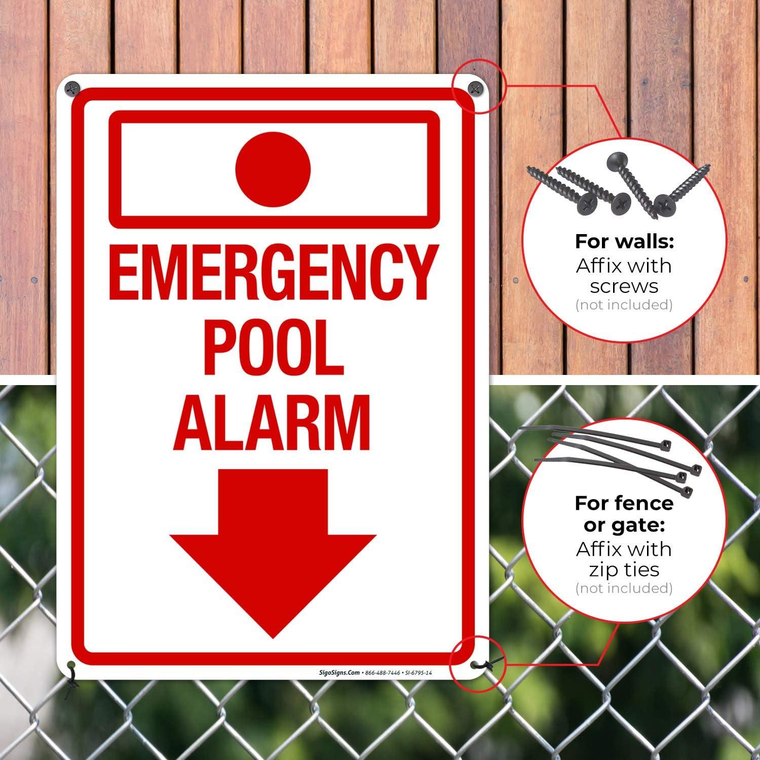 Cartel de Alarma de Piscina Sigo Signs 25.4x35.6 cm Aluminio