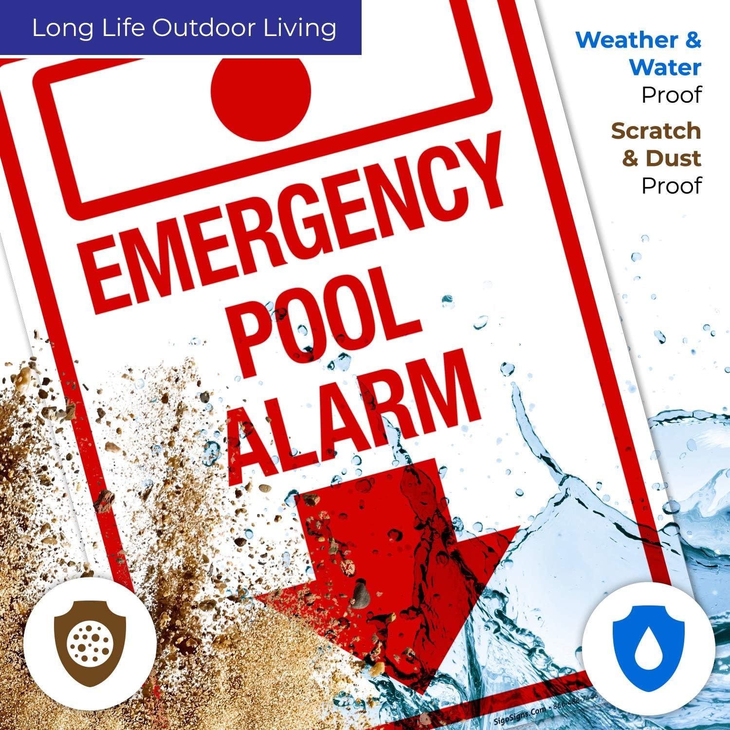 Cartel de Alarma de Piscina Sigo Signs 25.4x35.6 cm Aluminio