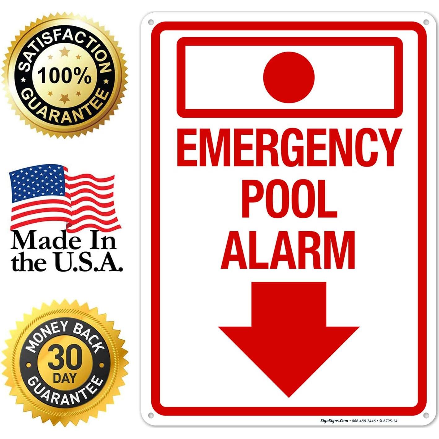 Cartel de Alarma de Piscina Sigo Signs 25.4x35.6 cm Aluminio