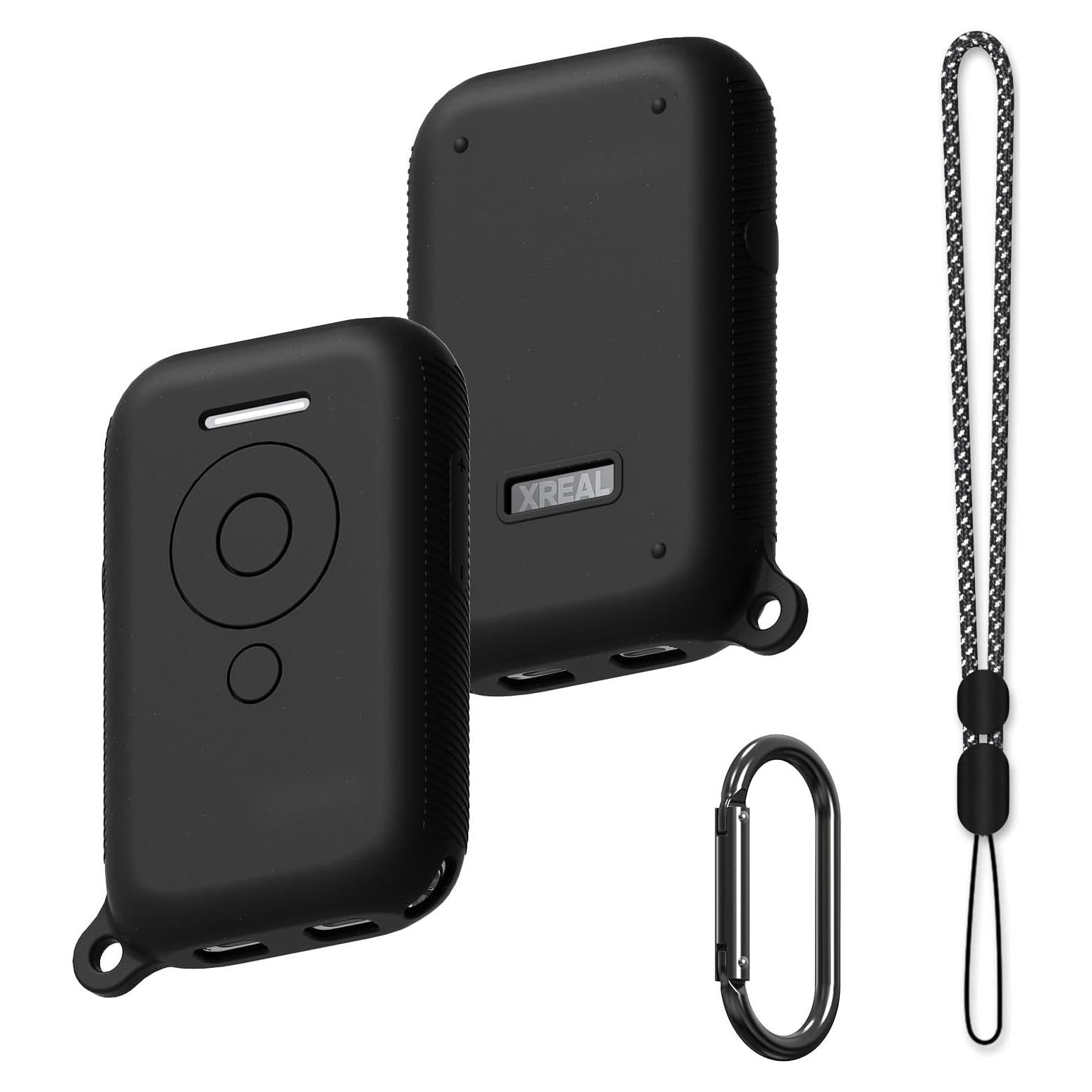 Case Cover Compatible with XREAL Beam，Soft Silicone case for XREAL Beam, Shockproof Anti-Scratch Protective Cover for XREAL Air Companion with Carabiner & Lanyard (Black)