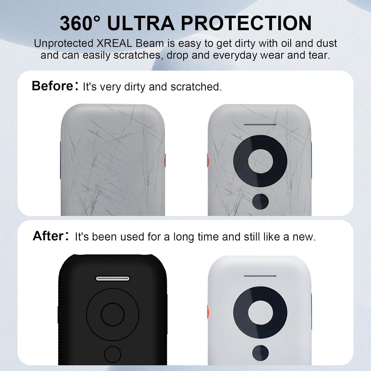 Case Cover Compatible with XREAL Beam，Soft Silicone case for XREAL Beam, Shockproof Anti-Scratch Protective Cover for XREAL Air Companion with Carabiner & Lanyard (Black)