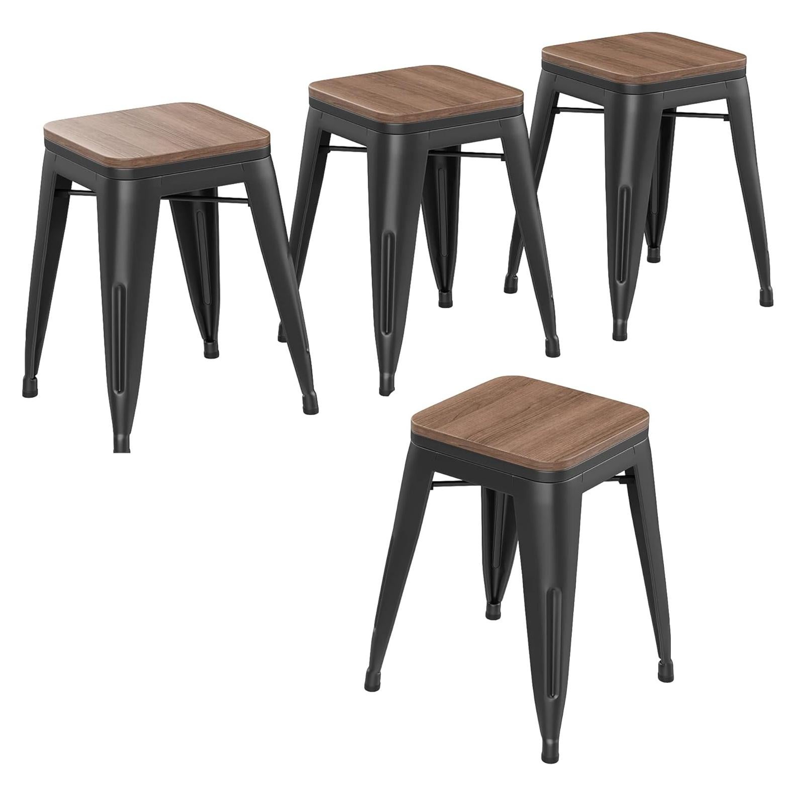 Taburetes de Bar de Metal Changjie 46 cm Juego de 4 Apilables