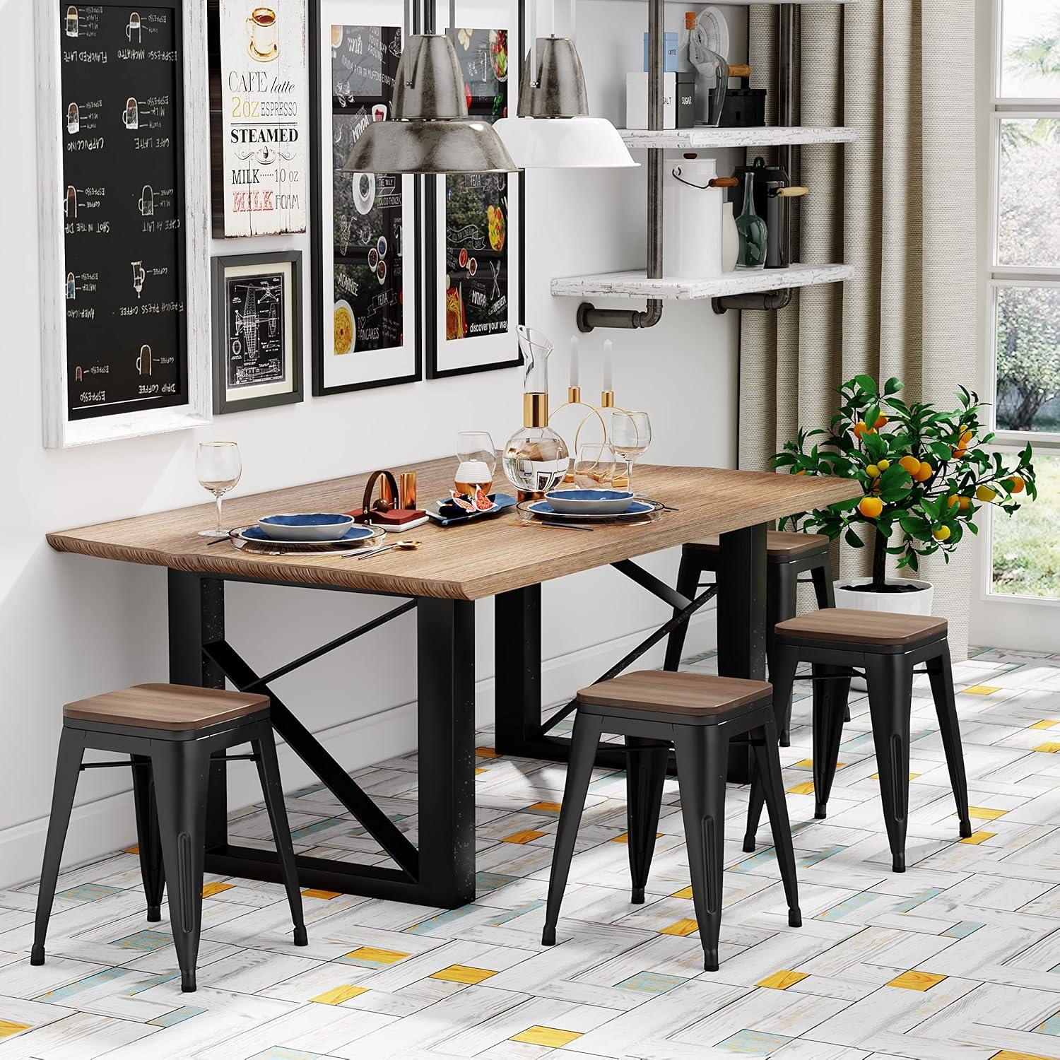 Taburetes de Bar de Metal Changjie 46 cm Juego de 4 Apilables