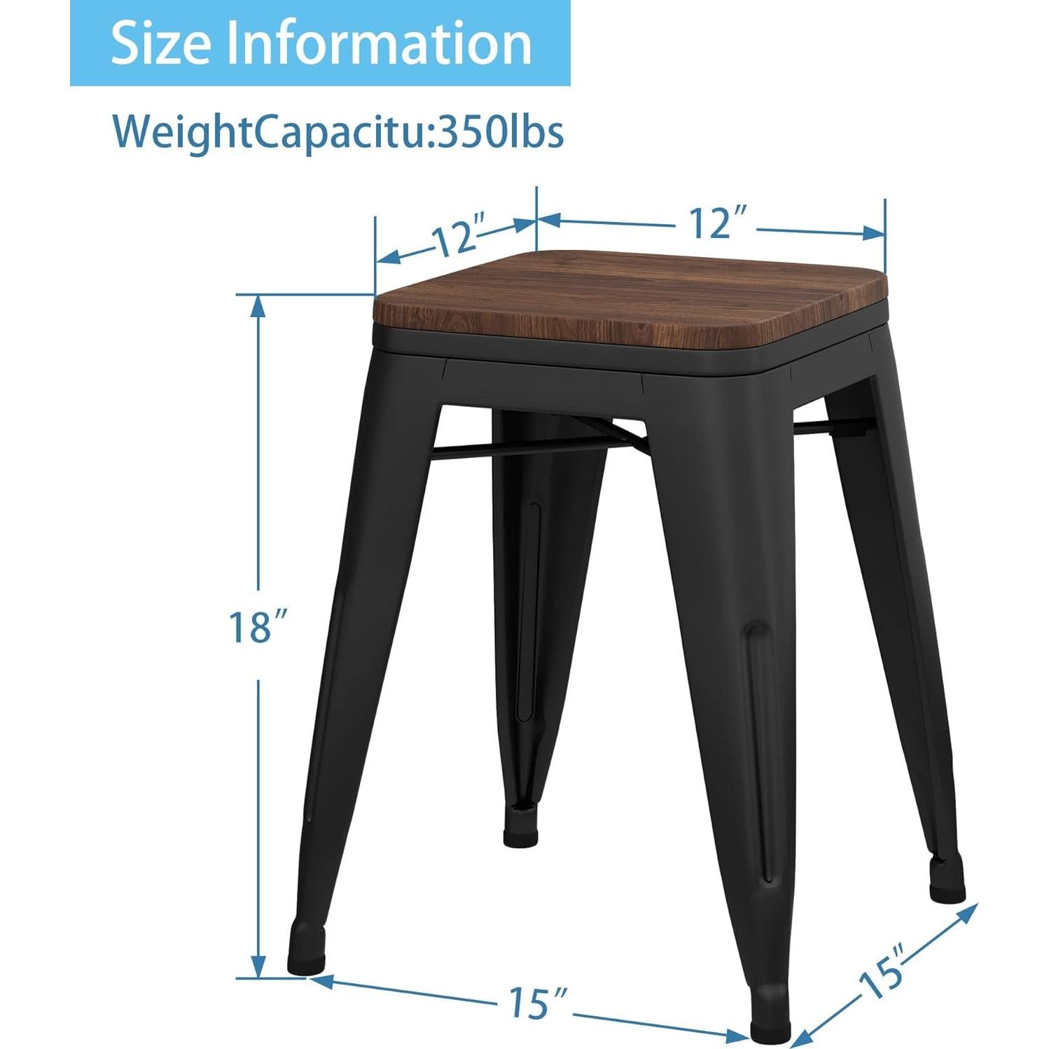 Taburetes de Bar de Metal Changjie 46 cm Juego de 4 Apilables