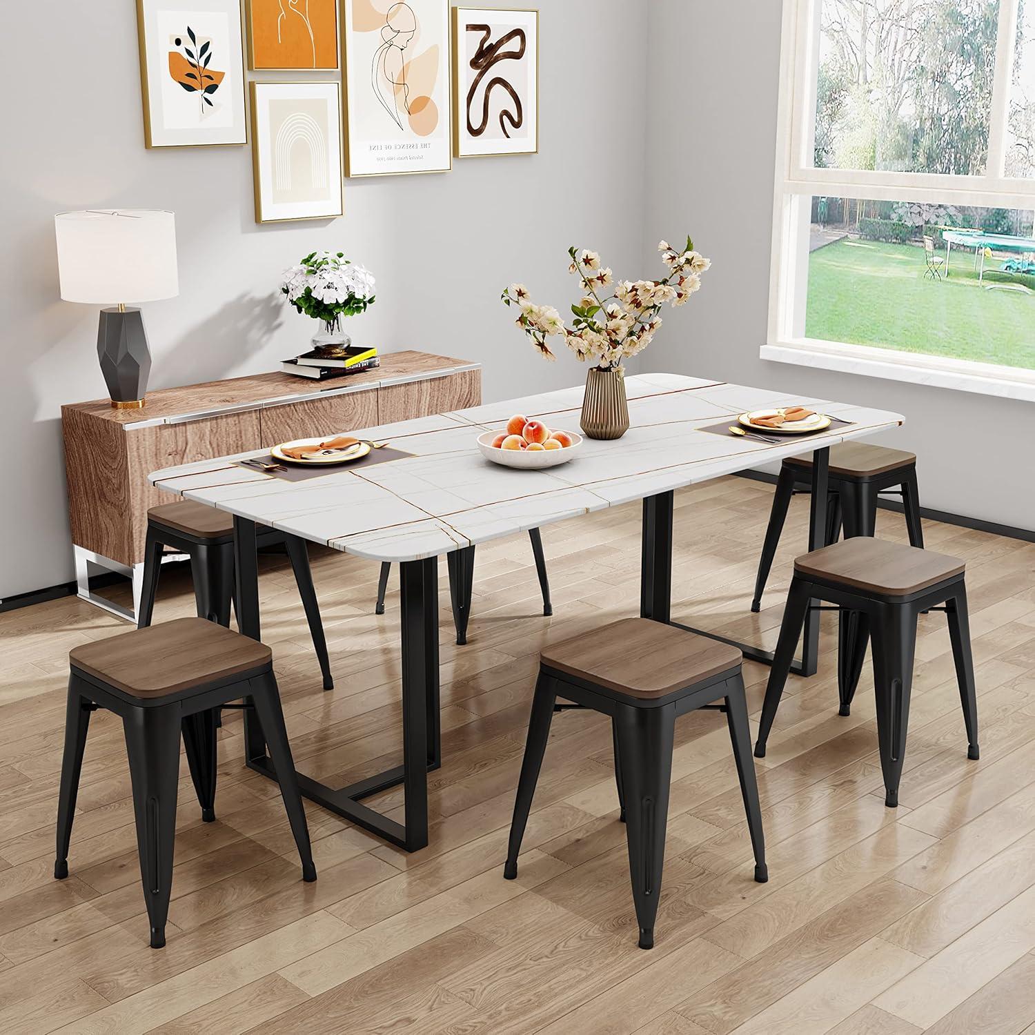 Taburetes de Bar de Metal Changjie 46 cm Juego de 4 Apilables