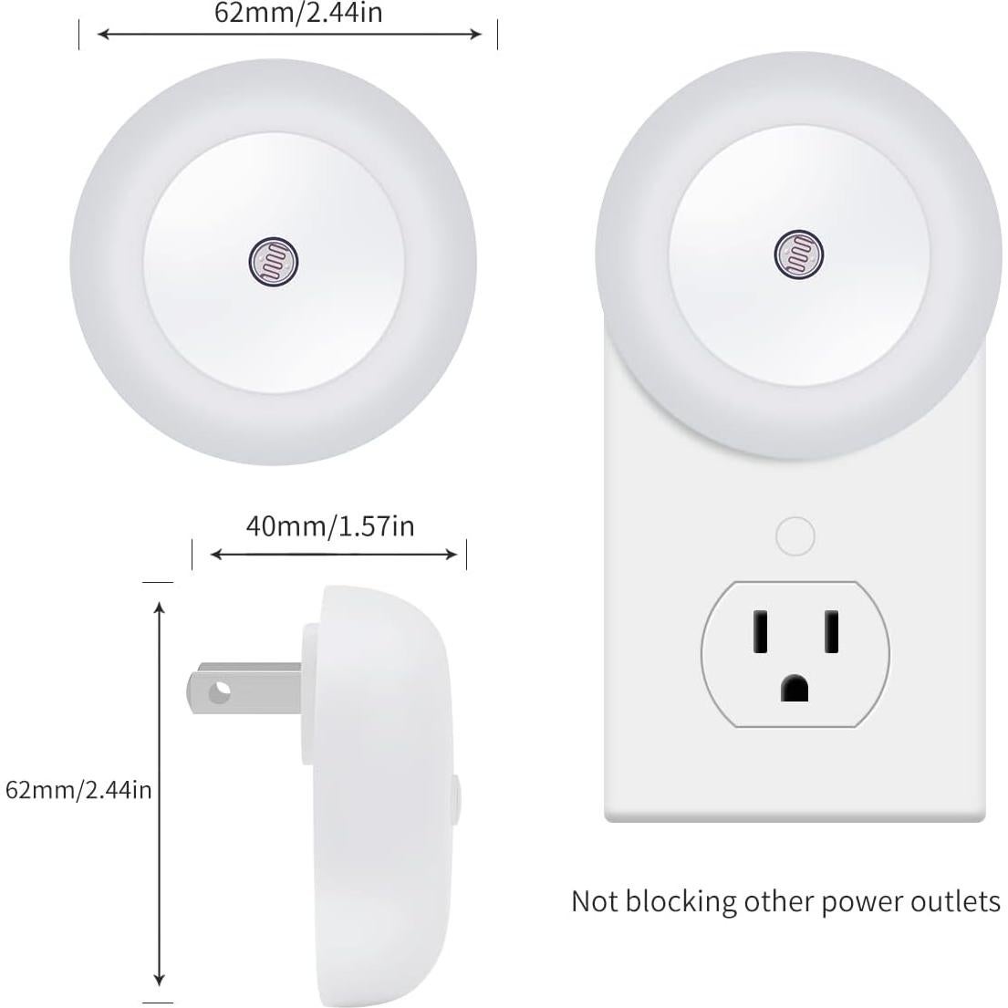 Luz Nocturna Enchufada KINUR LED con Sensor Crepúsculo 6 Pack