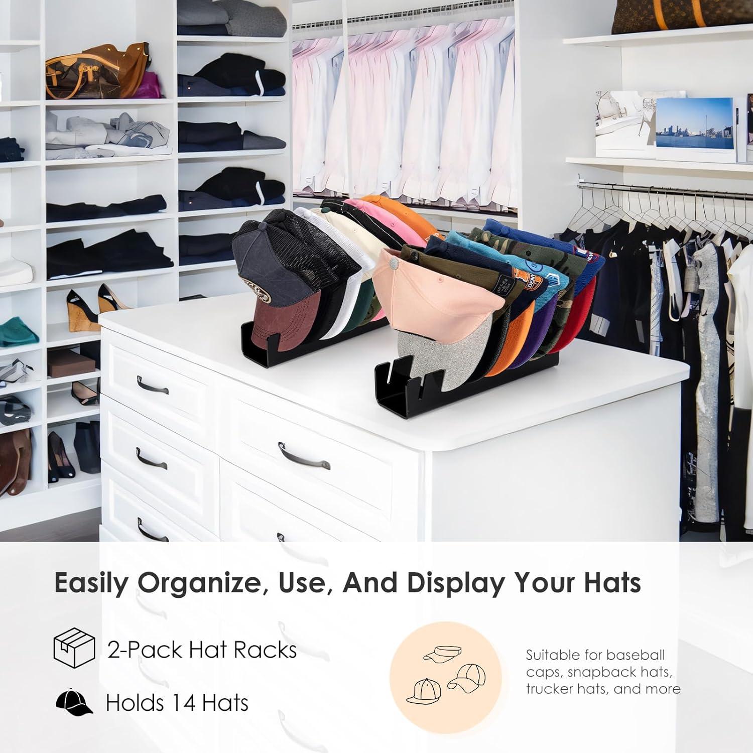 Organizador de Sombreros HAYVAN Acrílico Negro 2 Paquetes