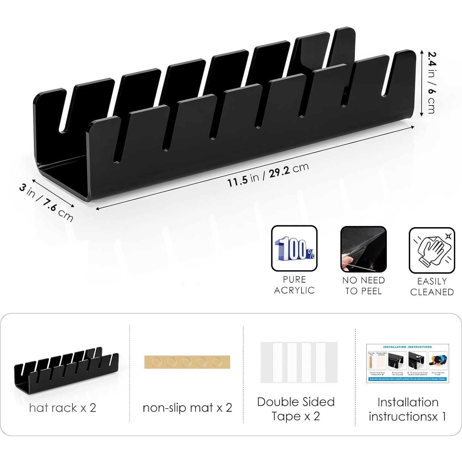 Organizador de Sombreros HAYVAN Acrílico Negro 2 Paquetes