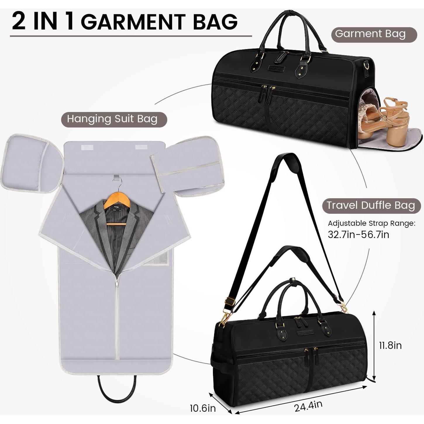 Bolsa de viaje tipo duffle Berrtybag 2 en 1 impermeable negra