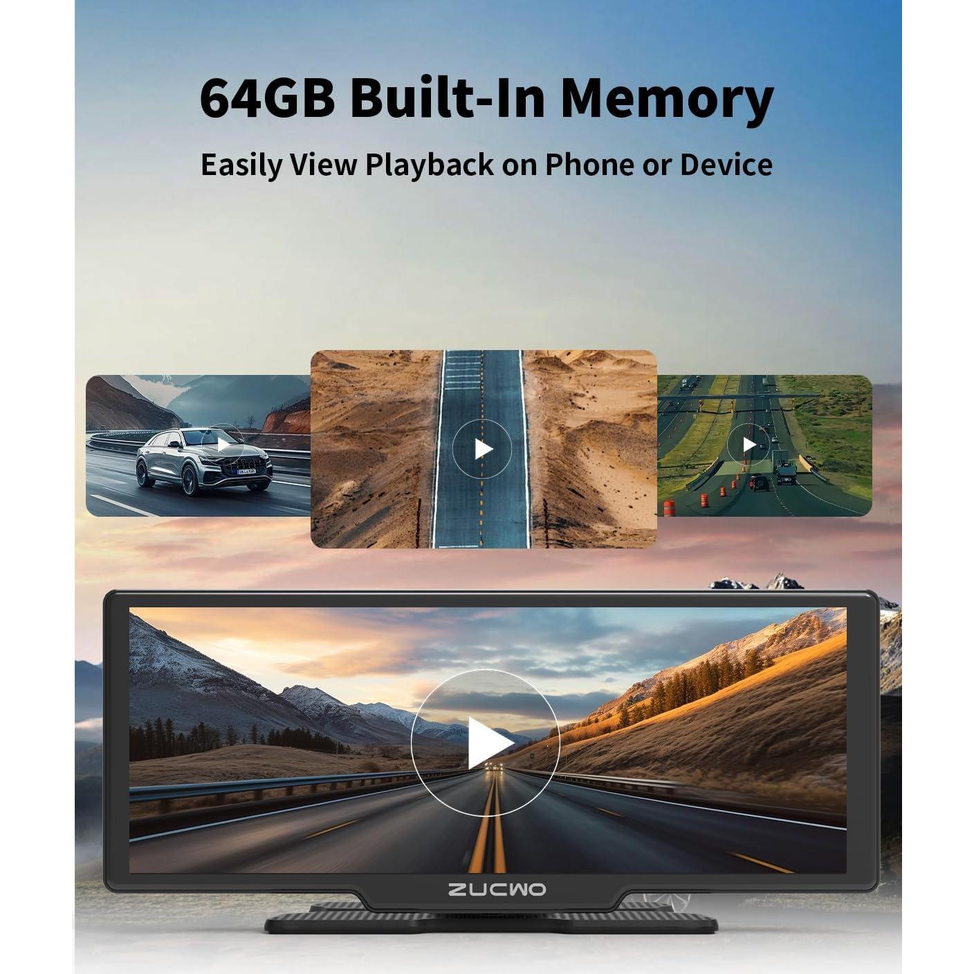 Pantalla Inalámbrica CarPlay ZUCWO 10.26" Táctil con Cámara