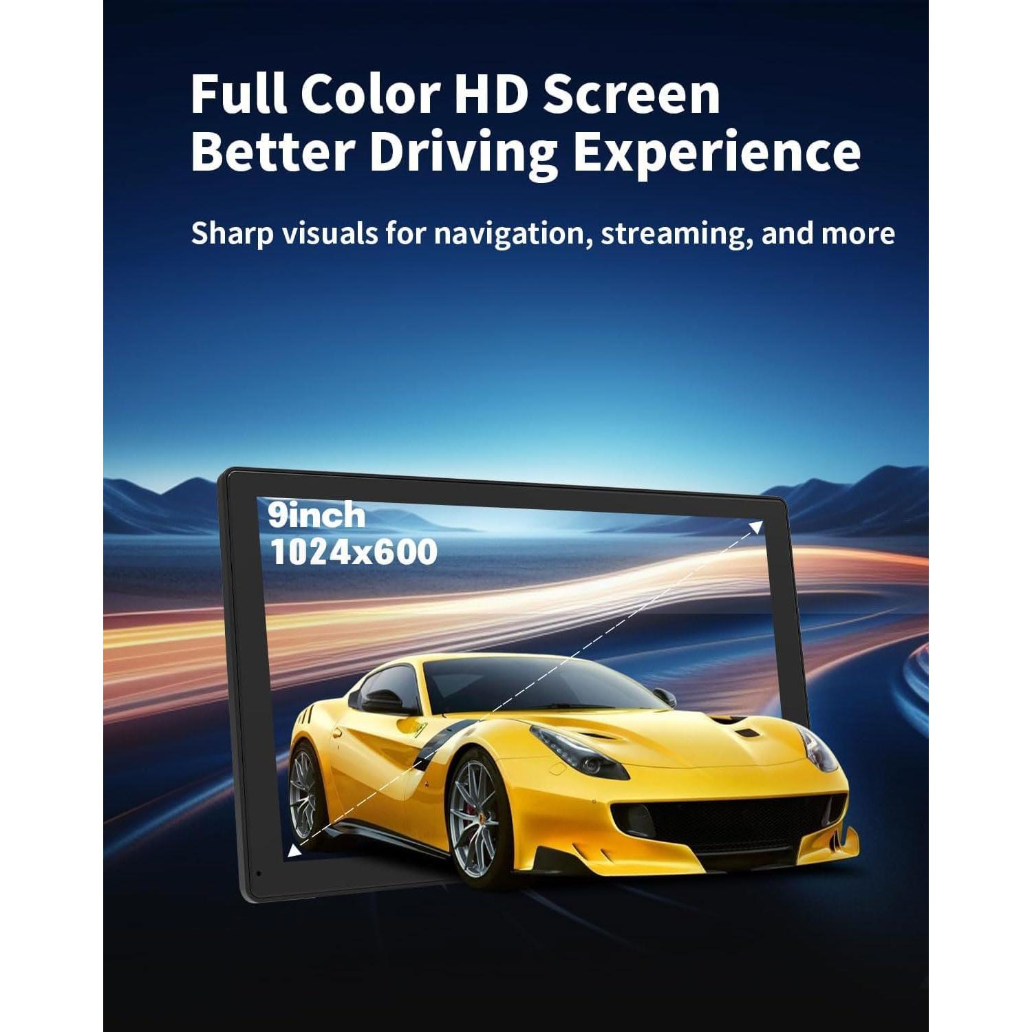 Pantalla Inalámbrica CarPlay 9" ZUCWO con Cámara y Bluetooth