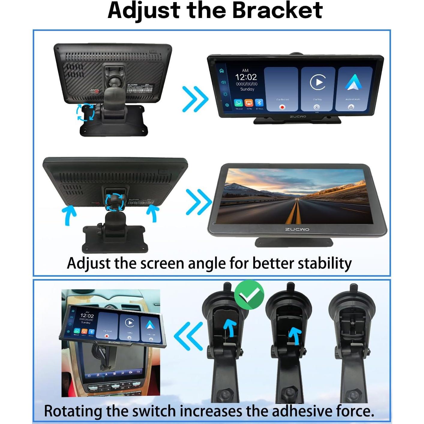 Pantalla Inalámbrica CarPlay 7" ZUCWO con Cámara Reversa